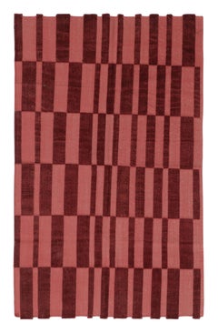 Rug & Kilim’s Contemporary India Dhurrie in Red and Pink Geometric Patterns