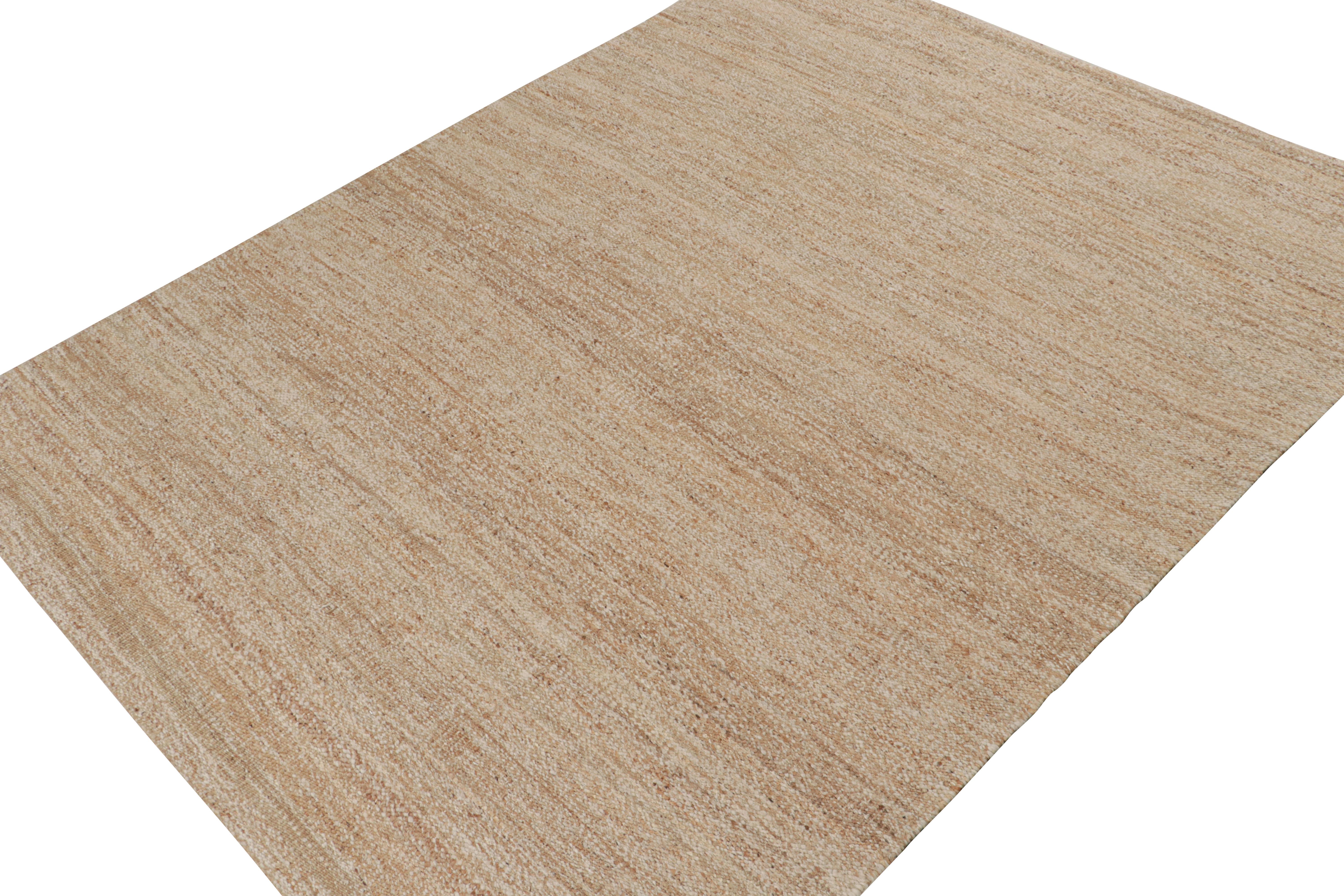 Indiano Rug & Kilim è un kilim contemporaneo in iuta di colore beige-marrone. in vendita