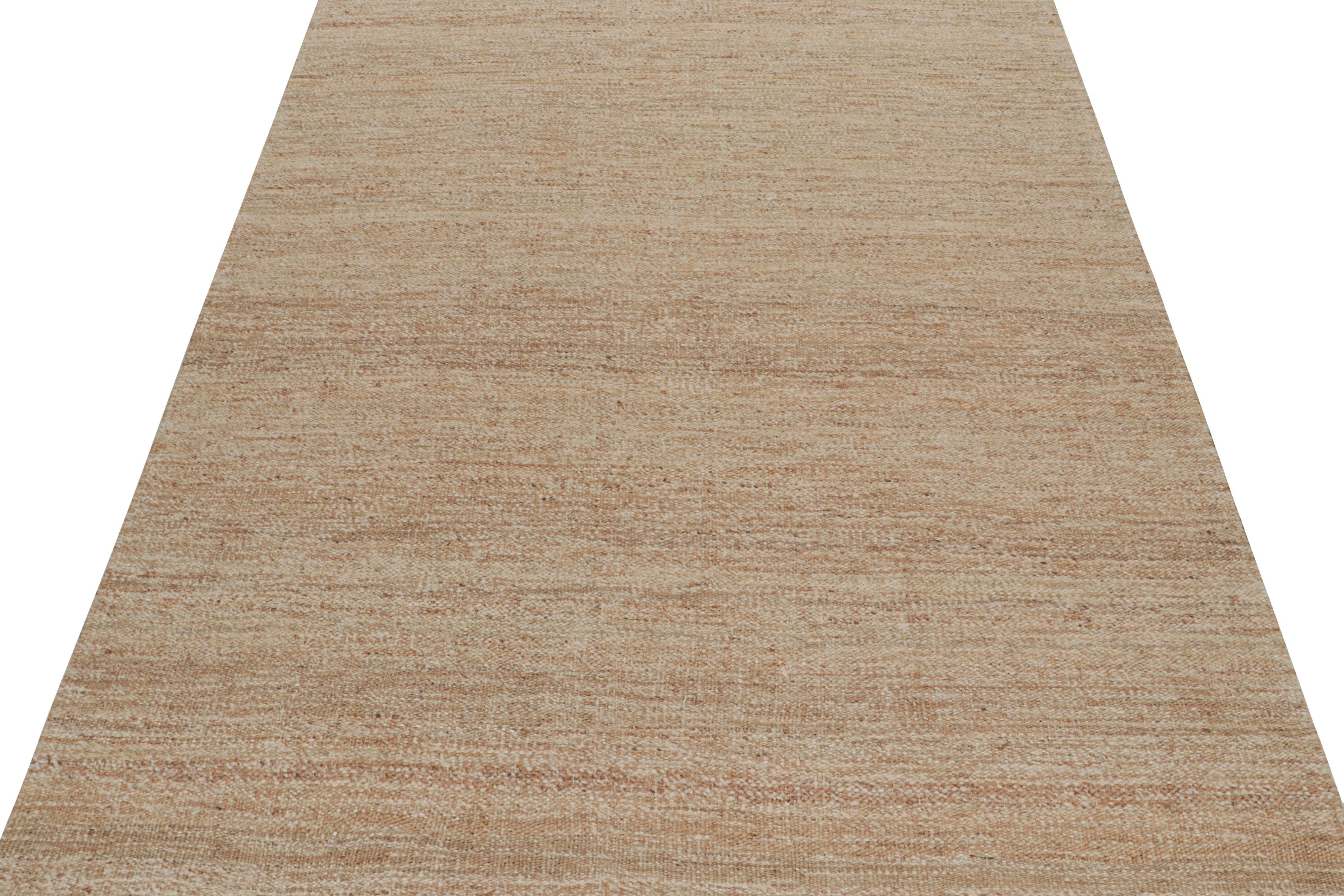 Annodato a mano Rug & Kilim è un kilim contemporaneo in iuta di colore beige-marrone. in vendita