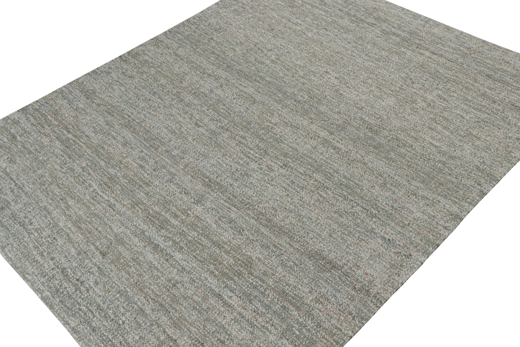 Annodato a mano Rug & Kilim è un kilim contemporaneo in iuta nei toni del grigio. in vendita