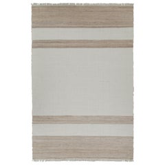 Rug & Kilim’s Contemporary Jute Kilim in White and Beige-Brown Stripes