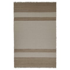 Rug & Kilim’s Contemporary Jute Kilim in White and Beige-Brown Stripes