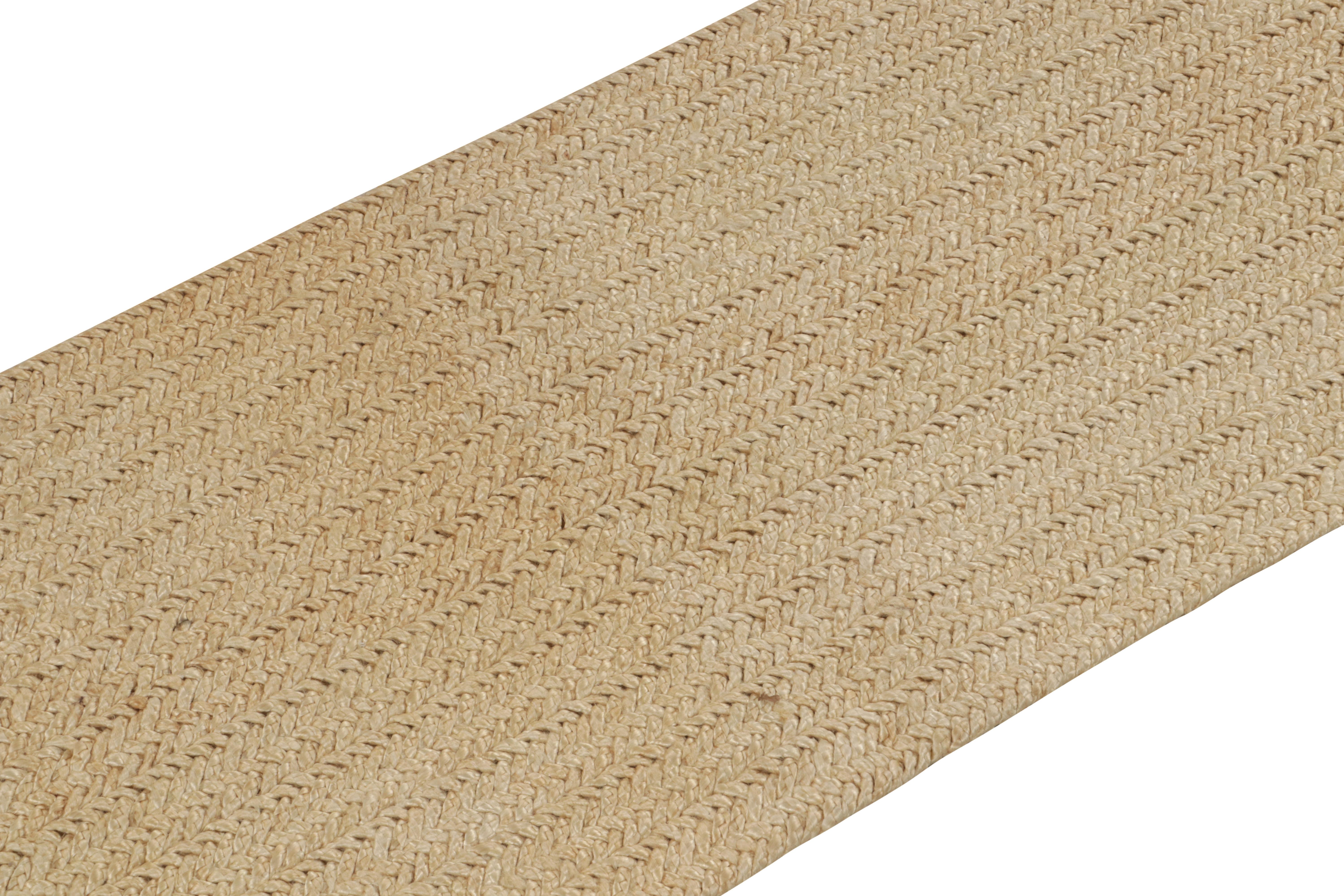 Indian Rug & Kilim's Contemporary Jute & Sisal Runner in Beige-Brown For Sale