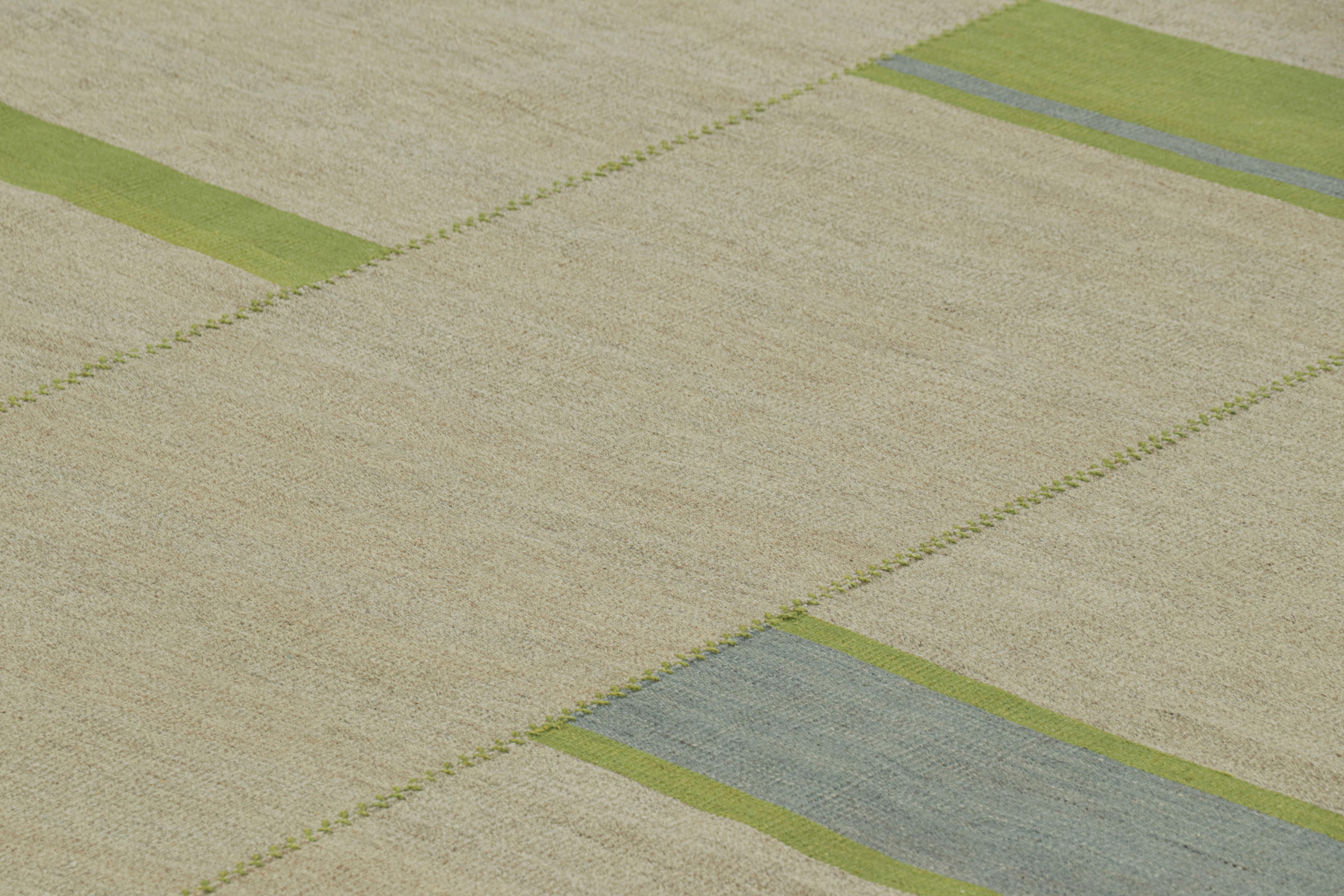 Handwoven in wool, this 7x10 contemporary Kilim is from an exciting new custom-capable flatweave collection by Rug & Kilim.

On the Design:

“Rez Kilim” represents a contemporary homage to Turkish and Persian panel-weaving styles in a textural