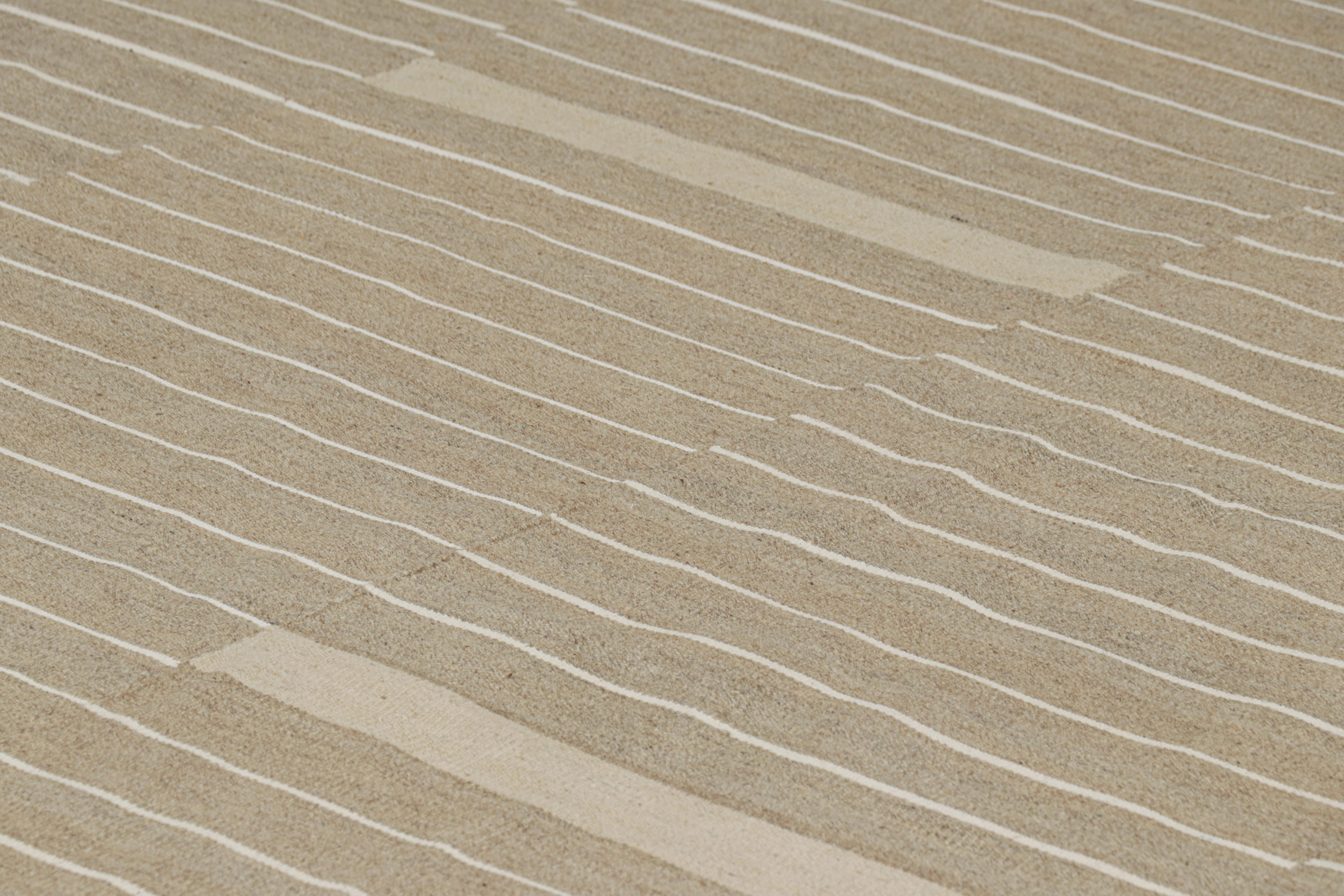 Handwoven in wool, this 9x12 contemporary Kilim is from an exciting new custom-capable flatweave collection by Rug & Kilim.

On the Design:

“Rez Kilim” represents a contemporary homage to Turkish and Persian panel-weaving styles in a textural