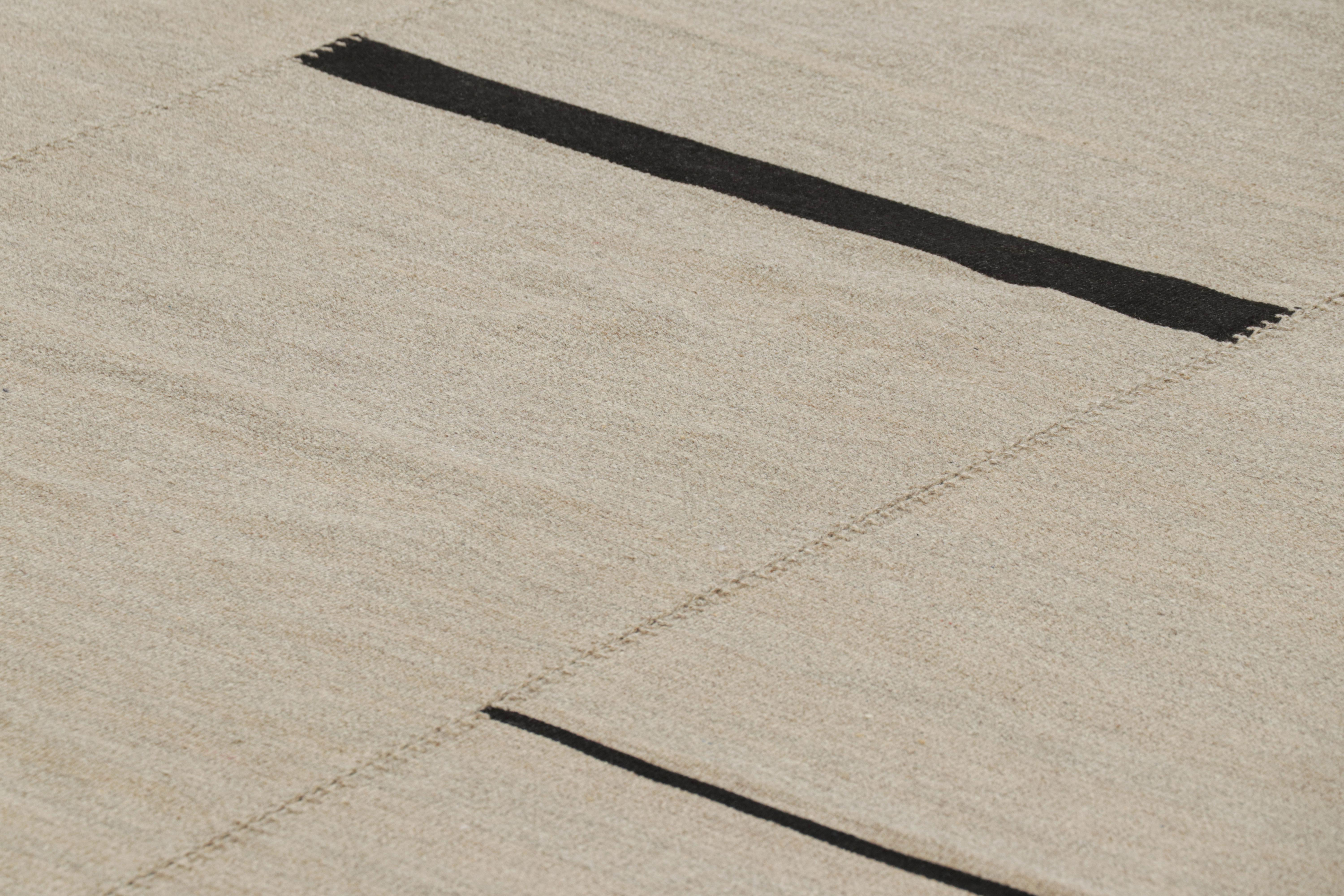 Handwoven in wool, this 9x12 contemporary Kilim is from an exciting new custom-capable flatweave collection by Rug & Kilim.

On the Design:

“Rez Kilim” represents a contemporary homage to Turkish and Persian panel-weaving styles in a textural