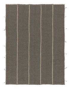 Rug & Kilim’s Contemporary Kilim, Beige with Black Textural Stripes