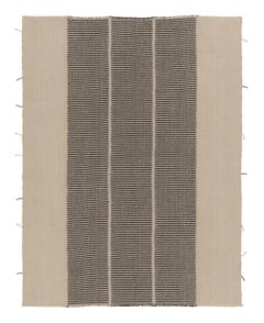 Rug & Kilim’s Contemporary Kilim, Beige with Black Textural Stripes
