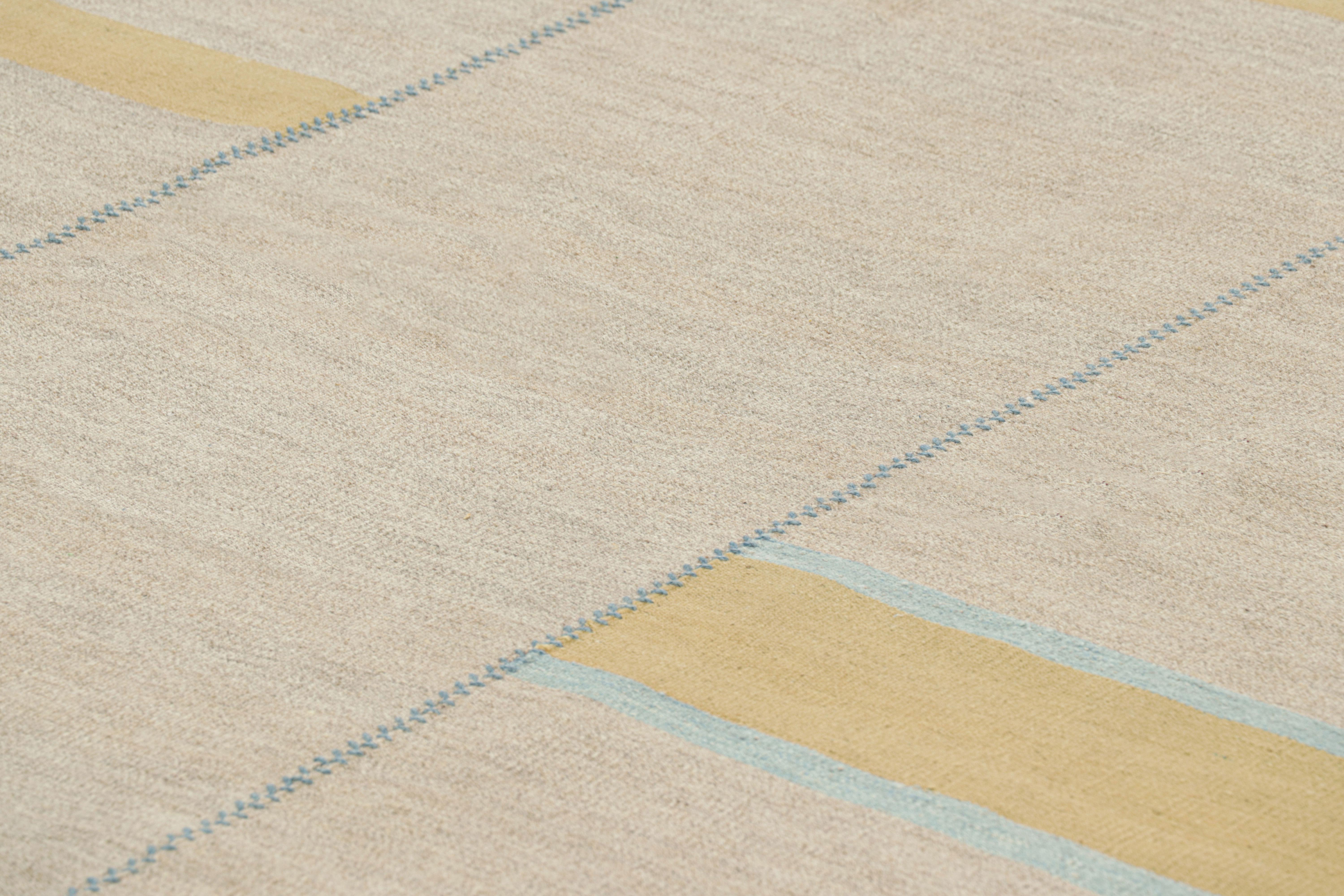 Handwoven in wool, this 7x10 contemporary Kilim is from an exciting new custom-capable flatweave collection by Rug & Kilim.

On the Design:

“Rez Kilim” represents a contemporary homage to Turkish and Persian panel-weaving styles in a textural