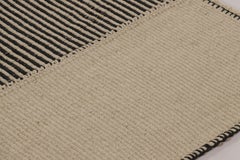 Rug & Kilim's Contemporary Kilim, Black and Cream White Textural Stripes