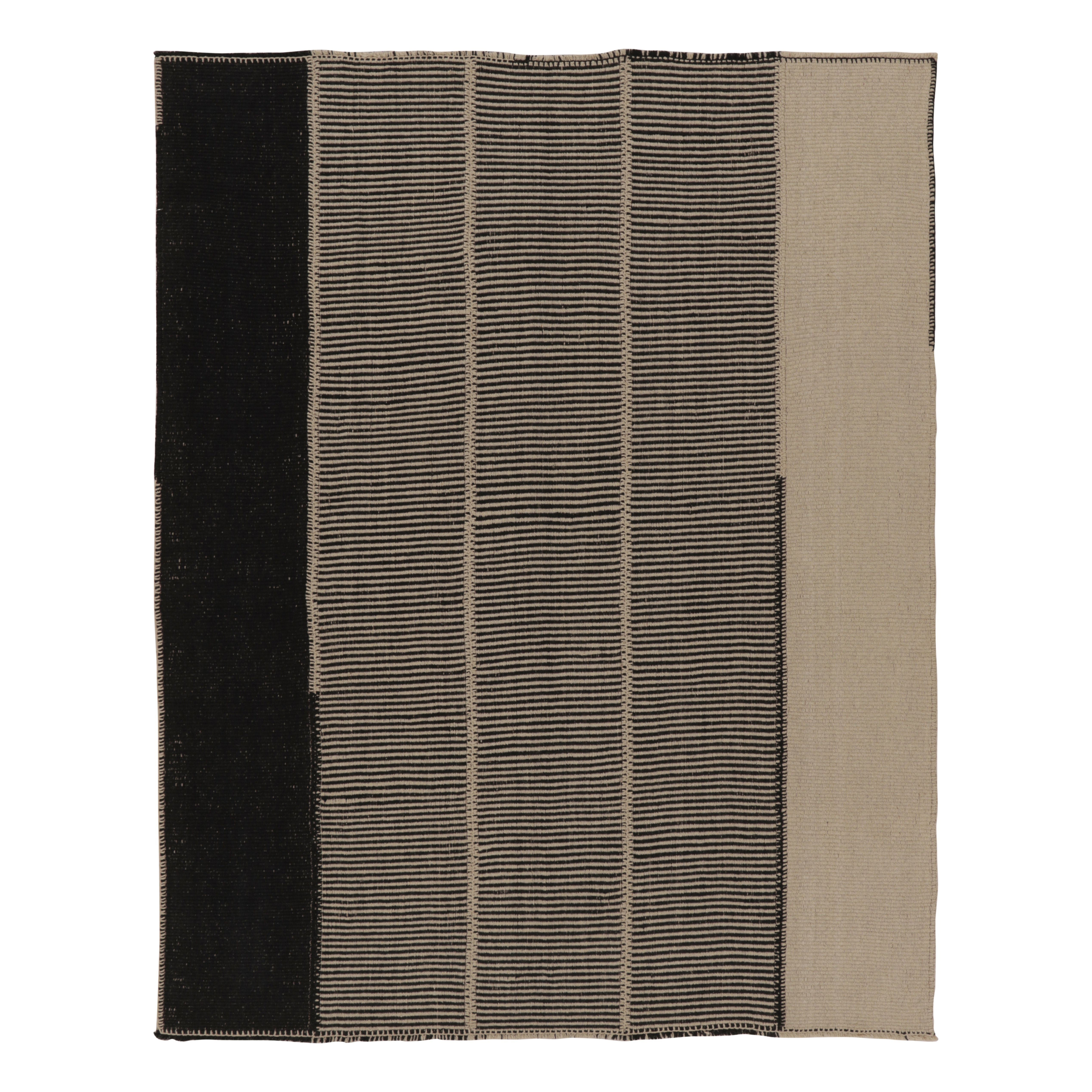 Rug
Kilim
s Contemporary Kilim, Black and Cream White Textural Stripes