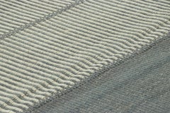 Rug & Kilim’s Contemporary Kilim, Blue-Gray and White Textural Stripes