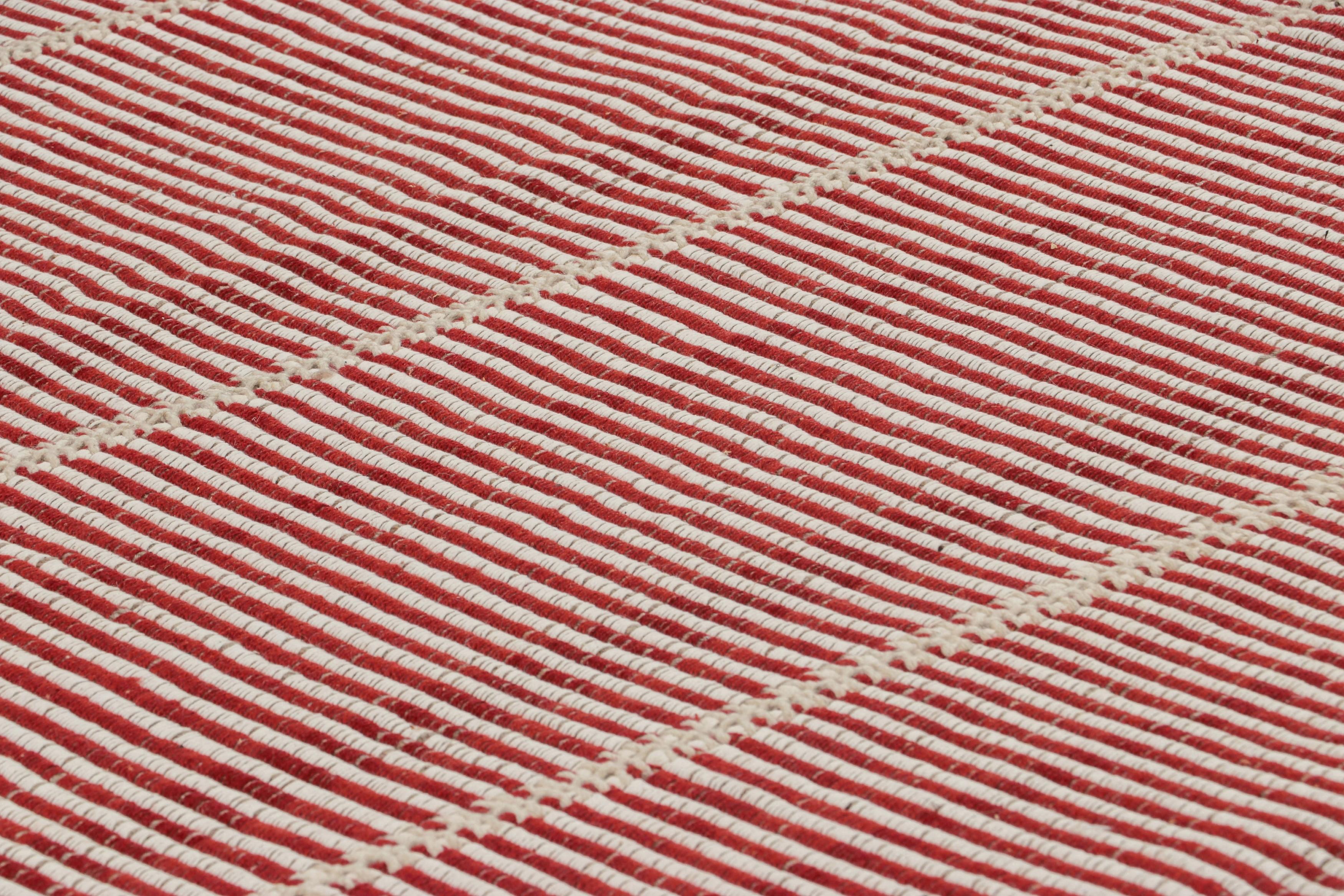 Handwoven in wool, this 9x12 contemporary Kilim is from an exciting new custom-capable flatweave collection by Rug & Kilim.

On the Design:

“Rez Kilim” represents a contemporary homage to Turkish and Persian panel-weaving styles in a textural