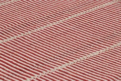 Rug & Kilim’s Contemporary Kilim, Burgundy Red and Cream White Textural Stripes