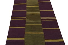Rug & Kilim’s Contemporary Kilim in Aubergine and Chartreuse Green Stripes