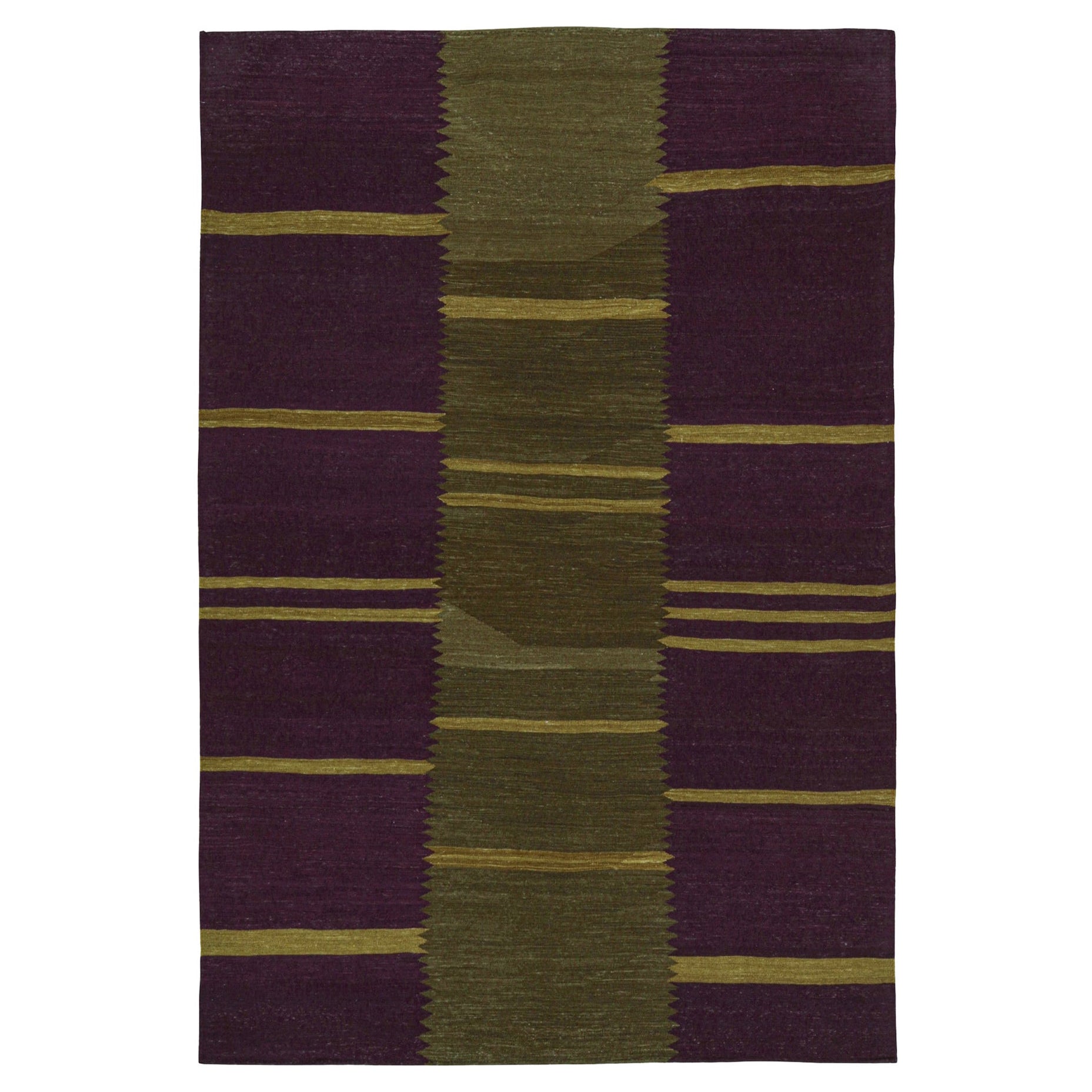 Rug & Kilim: Kilim contemporaneo a strisce color melanzana e verde chartreuse