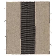 Rug & Kilim’s Contemporary Kilim in Beige and Black Textural Stripes
