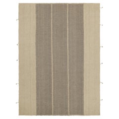 Rug & Kilim's Contemporary Kilim in Beige and Black Textural Stripes (Kilim contemporain à rayures texturées beiges et noires)