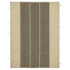 Rug & Kilim’s Contemporary Kilim in Beige and Black Textural Stripes