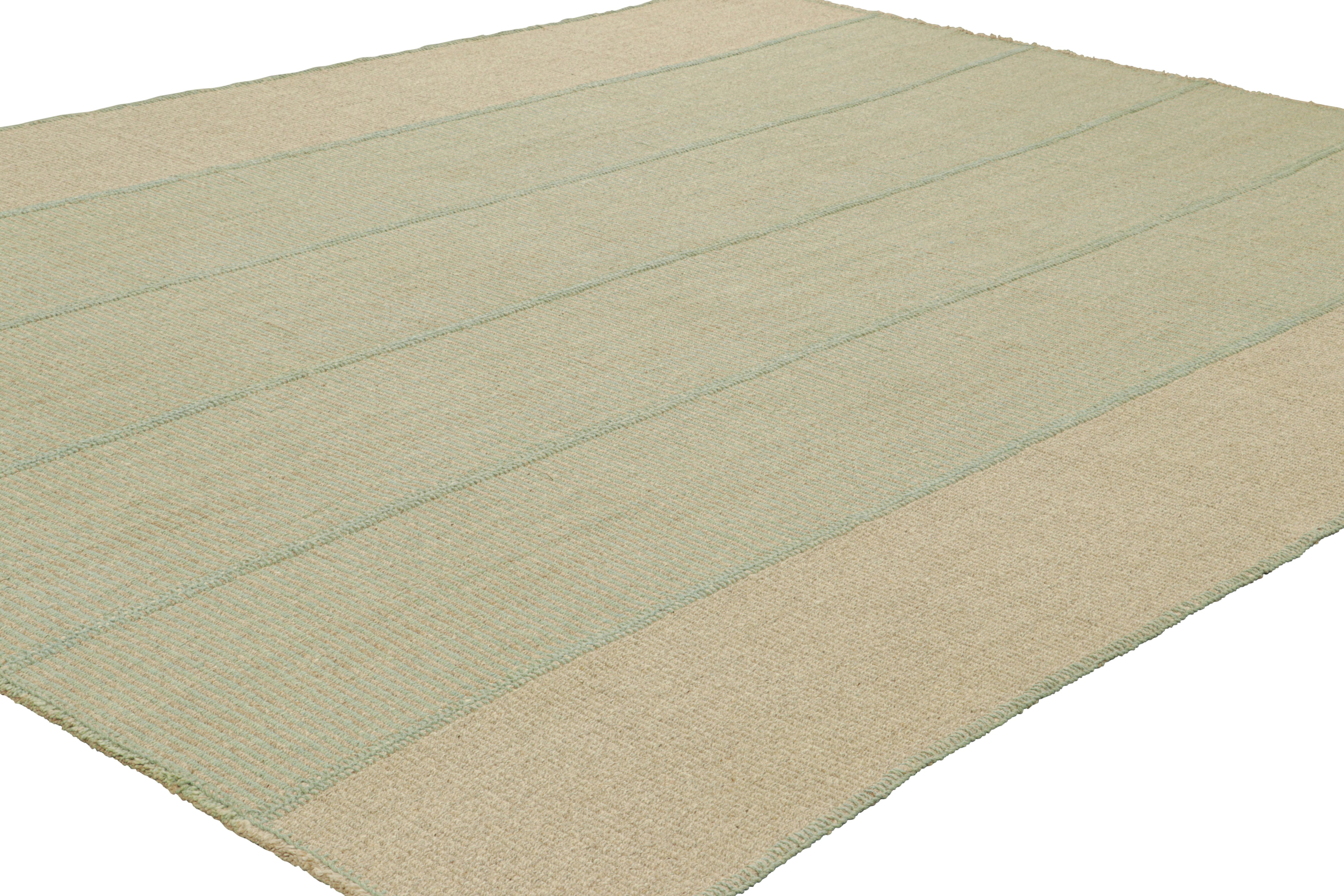 Afghano Rug & Kilim è un kilim contemporaneo a strisce beige e blu. in vendita