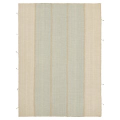 Rug & Kilim’s Contemporary Kilim in Beige and Blue Textural Stripes