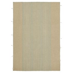 Rug & Kilim’s Contemporary Kilim in Beige and Blue Textural Stripes