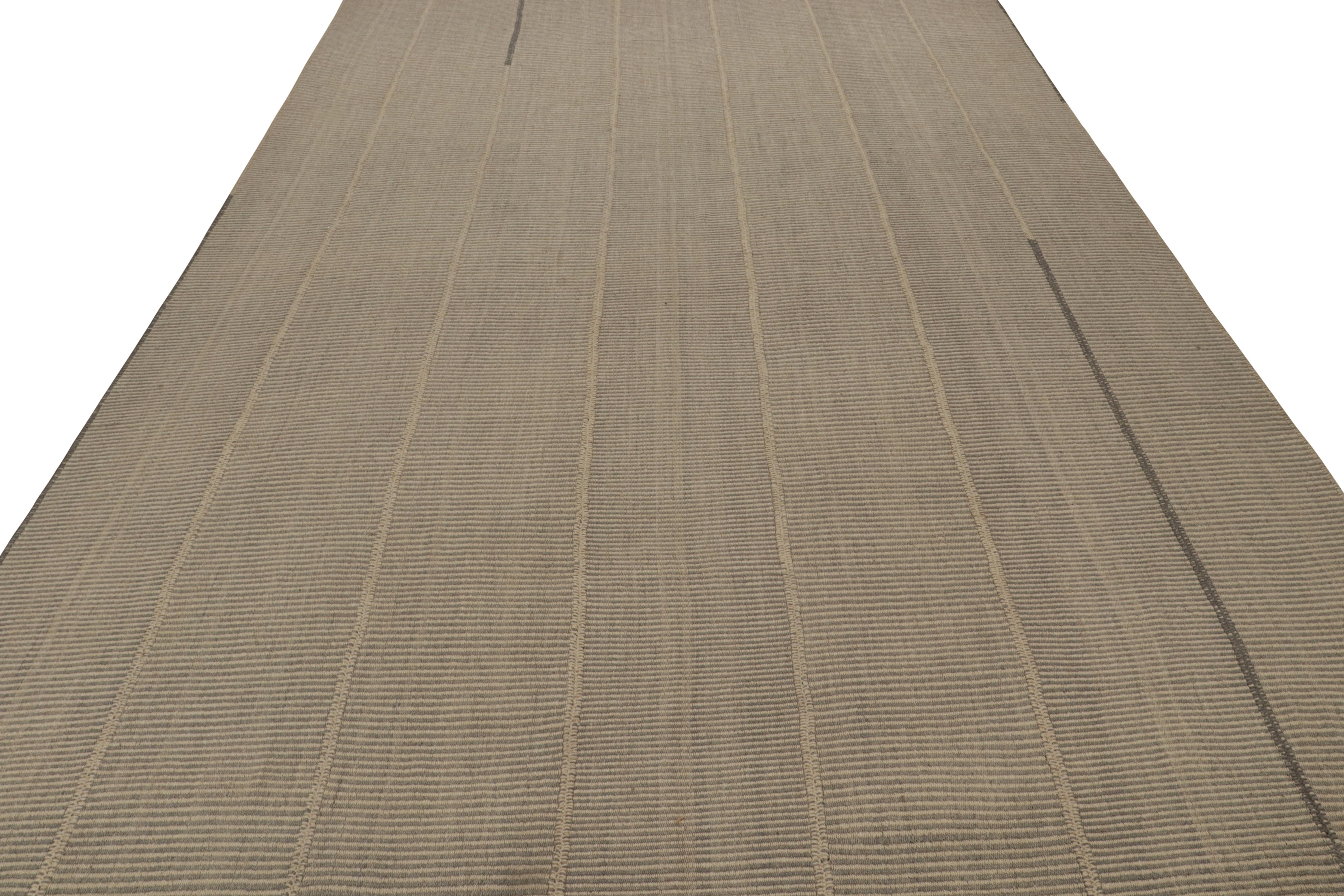 Modern Rug & Kilim’s Contemporary Kilim in Beige and Brown Accents For Sale