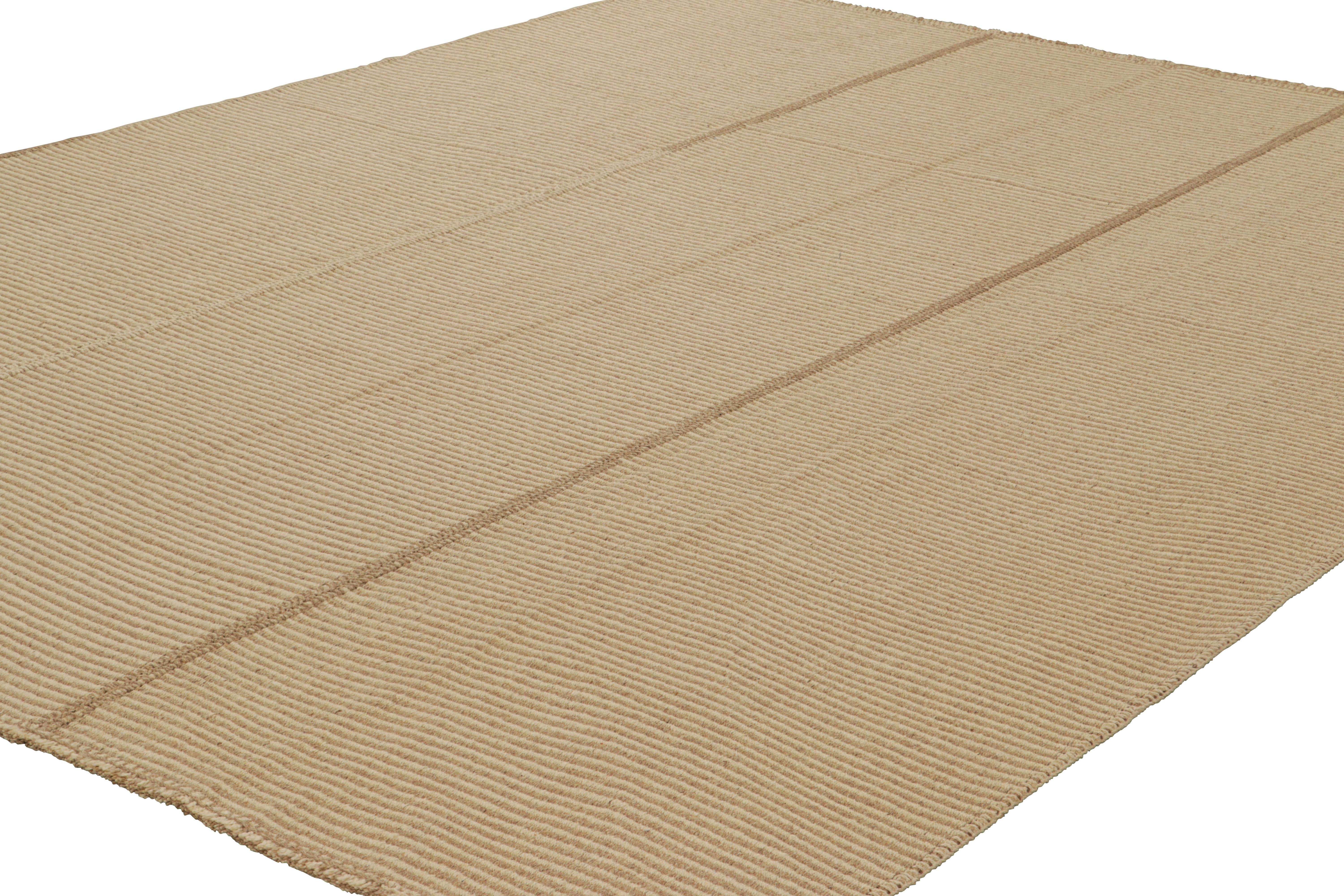 Kilim contemporáneo de Rug & Kilim en rayas de textura beige y marrón Turco en venta