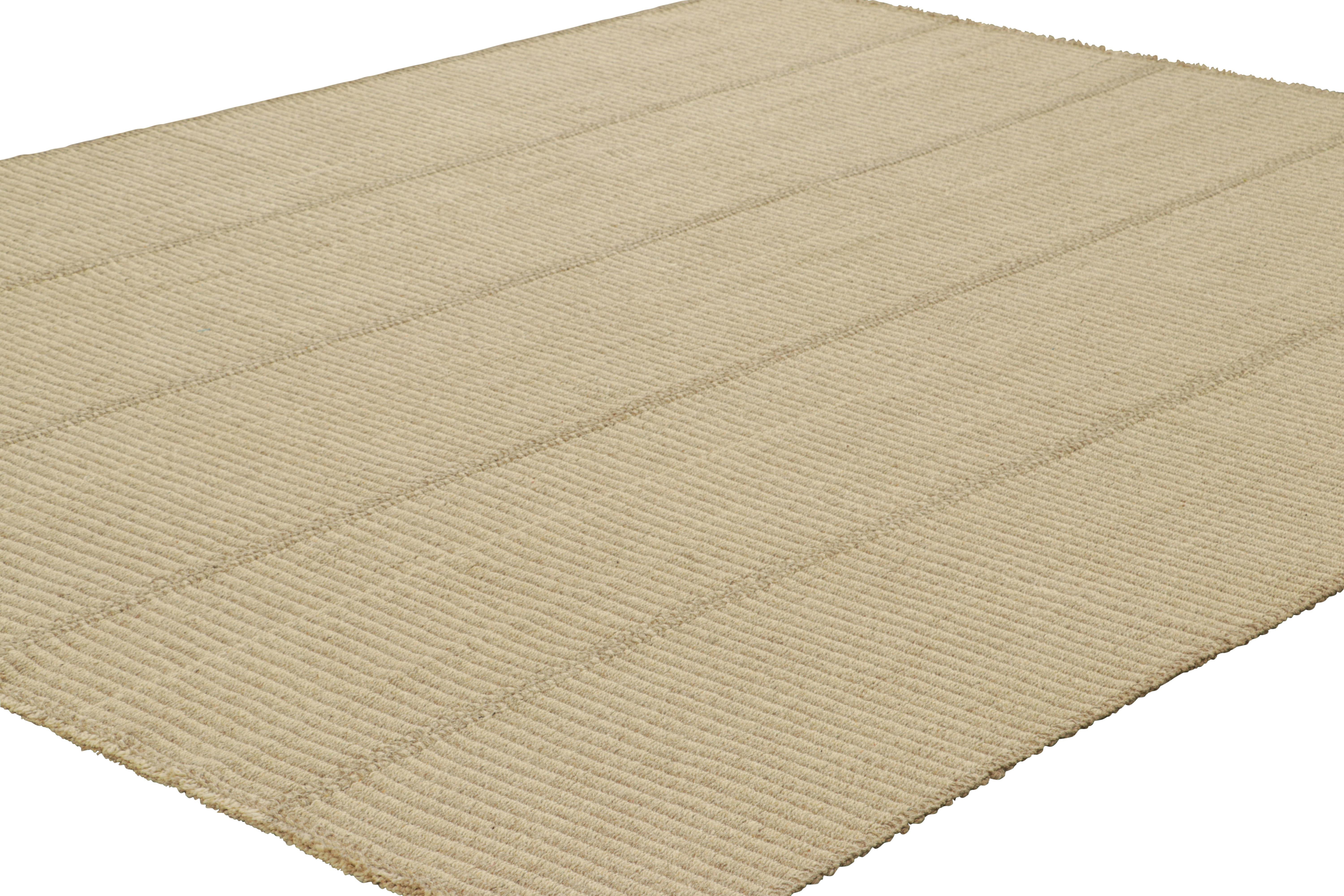 Kilim contemporáneo de Rug & Kilim en rayas de textura beige y marrón Afgano en venta