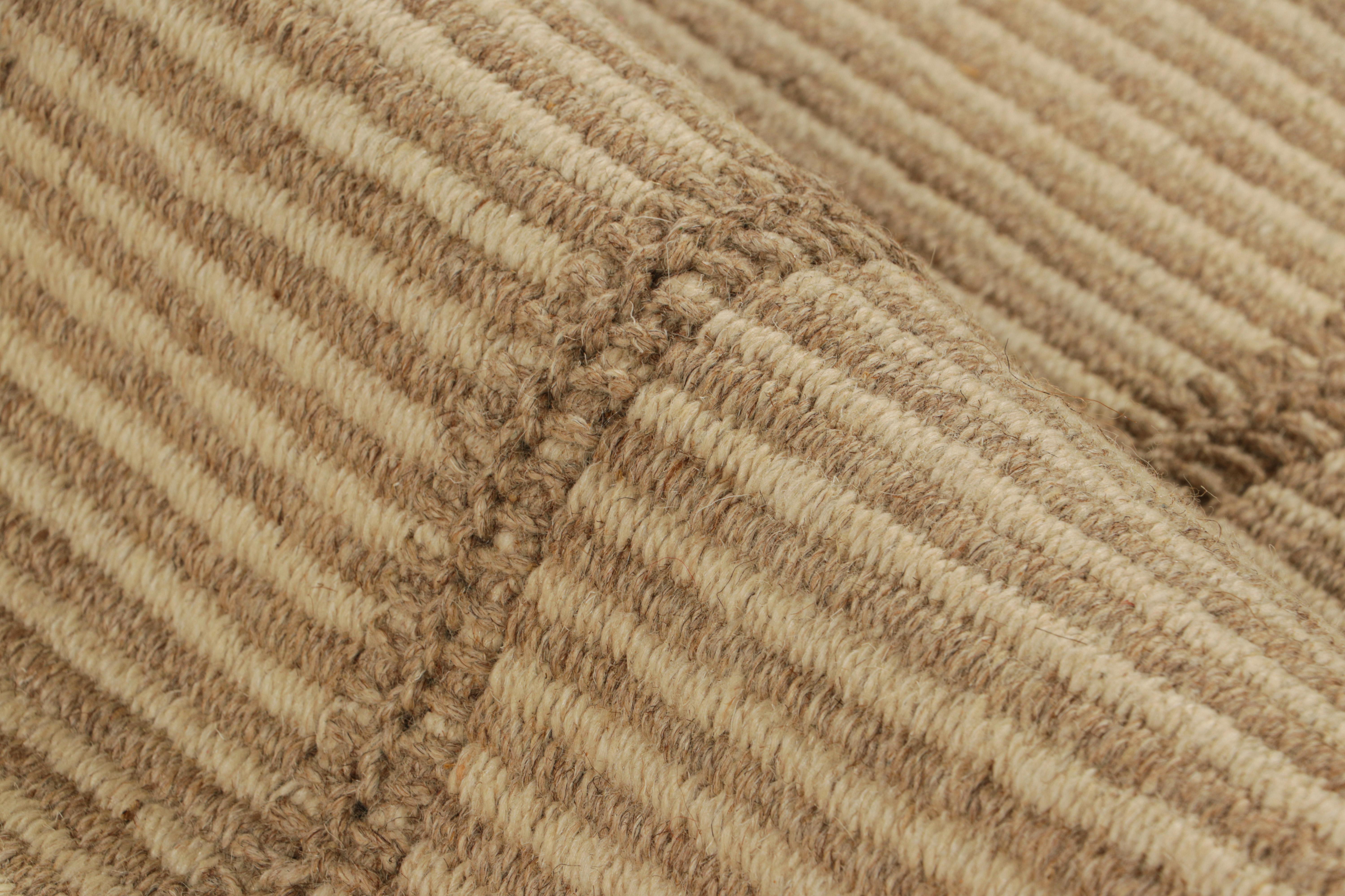 Rug & Kilim’s Contemporary Kilim in Beige and Brown Textural Stripes In New Condition For Sale In Long Island City, NY
