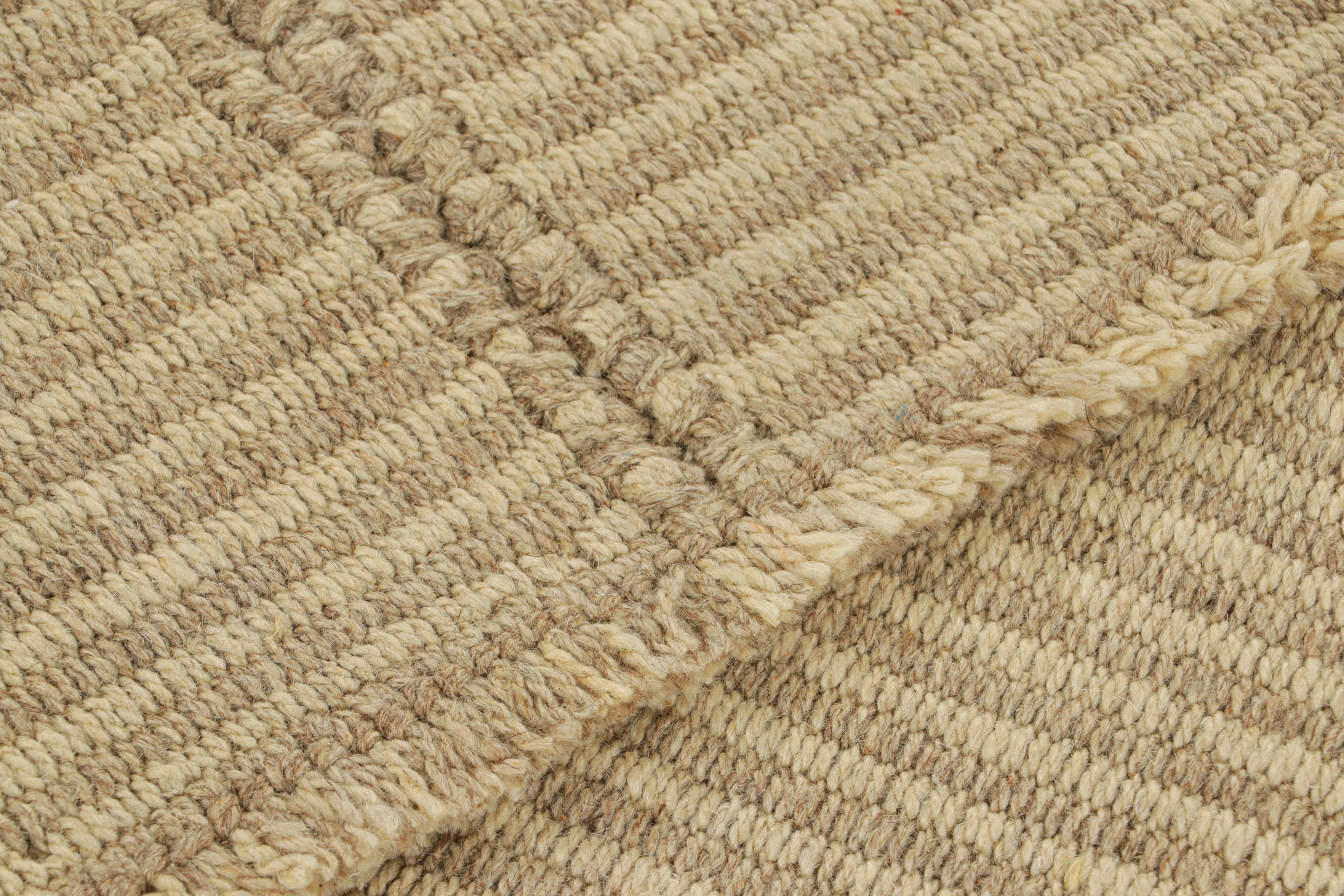 Rug & Kilim’s Contemporary Kilim in Beige and Brown Textural Stripes  In New Condition For Sale In Long Island City, NY
