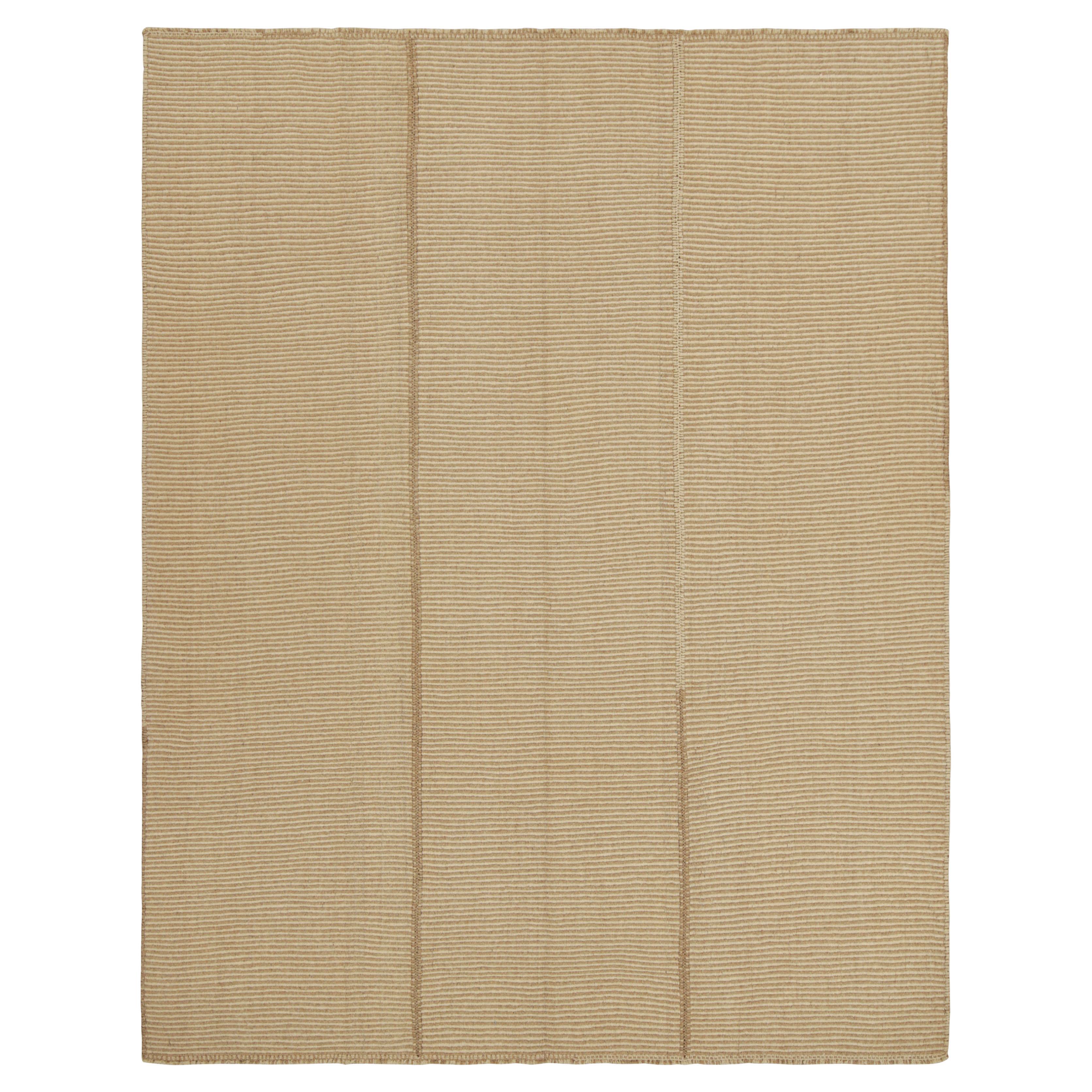 Rug & Kilim's Contemporary Kilim in Beige und Brown Textural Stripes
