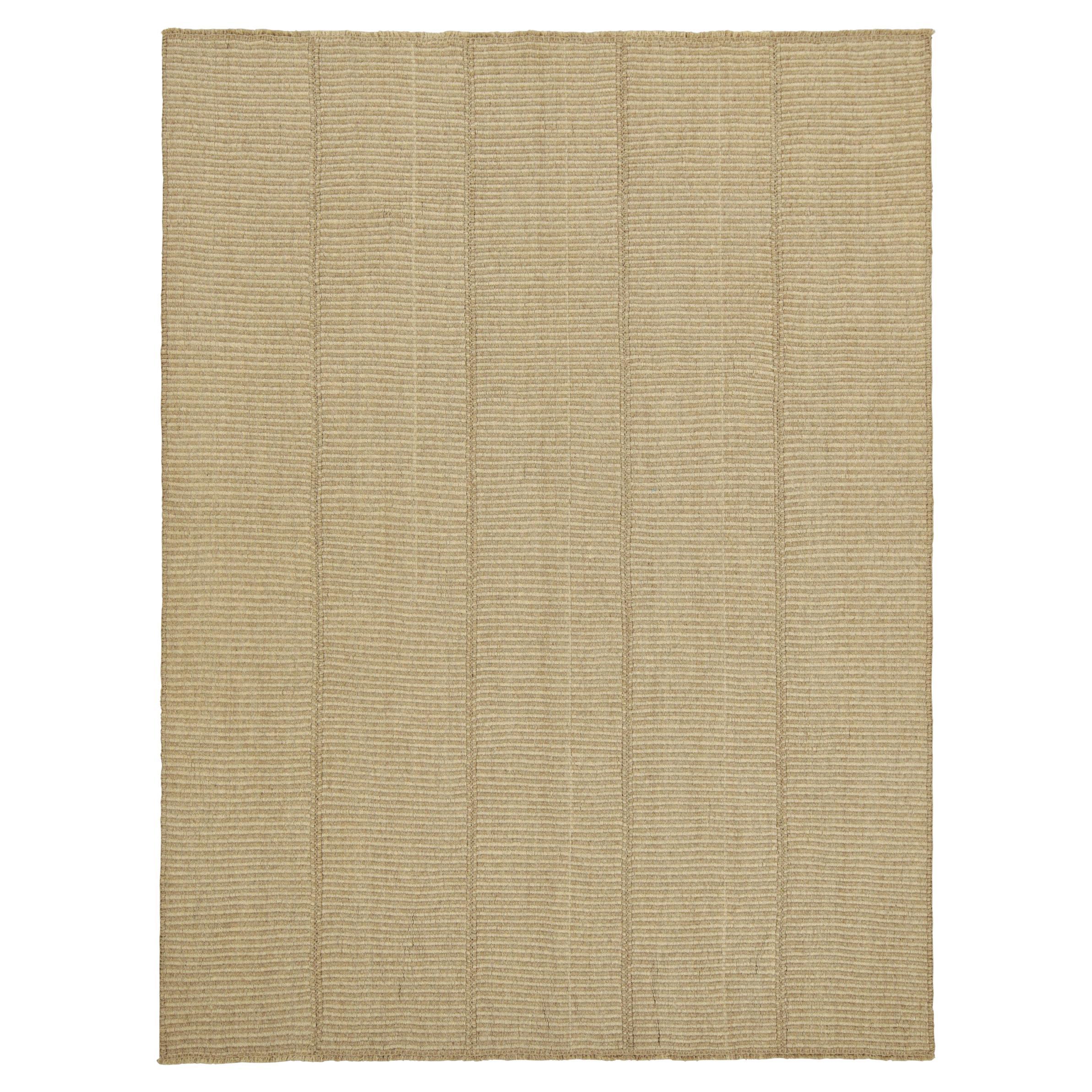 Rug & Kilim’s Contemporary Kilim in Beige and Brown Textural Stripes  For Sale