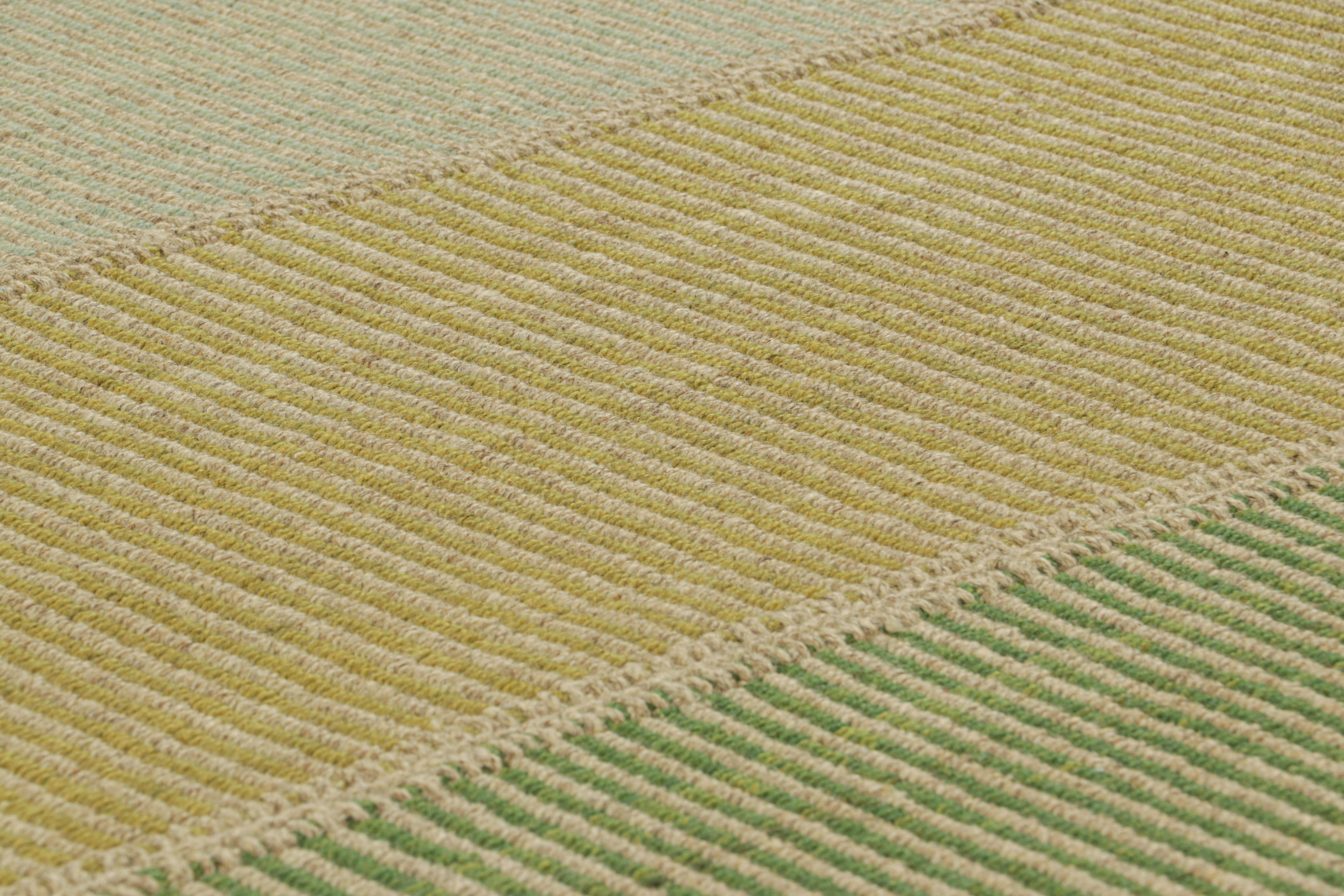 Handgewebte Wolle, ein 8x11-Kilim-Muster aus einer originellen neuen zeitgenössischen Flachgewebekollektion von Rug & Kilim.

Über das Design: 

Diese liebevoll Rez Kilims