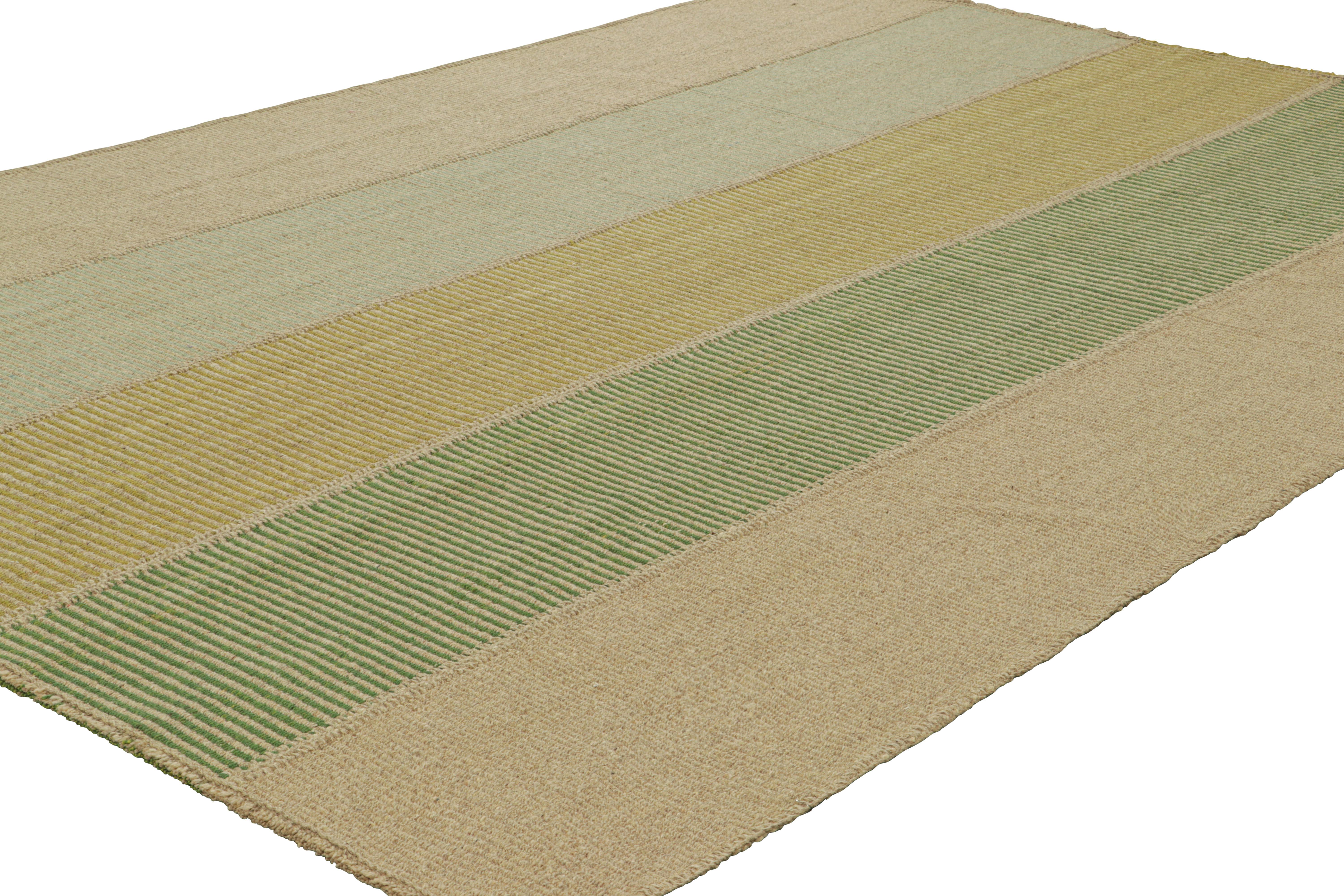 Rug & Kilim's Contemporary Kilim in Beige und bunten, strukturierten Streifen (Afghanisch) im Angebot