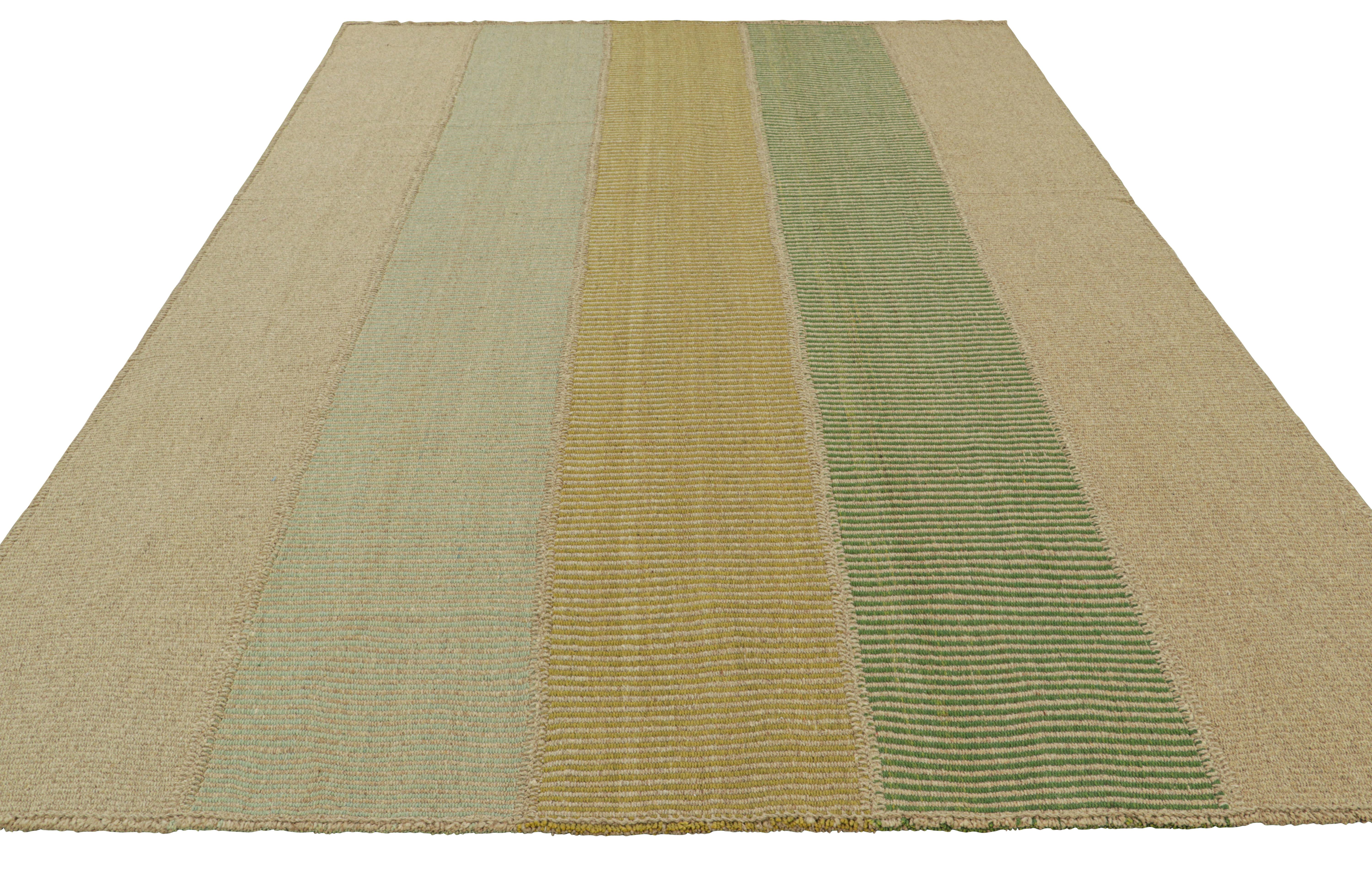 Rug & Kilim's Contemporary Kilim in Beige und bunten, strukturierten Streifen (Handgewebt) im Angebot