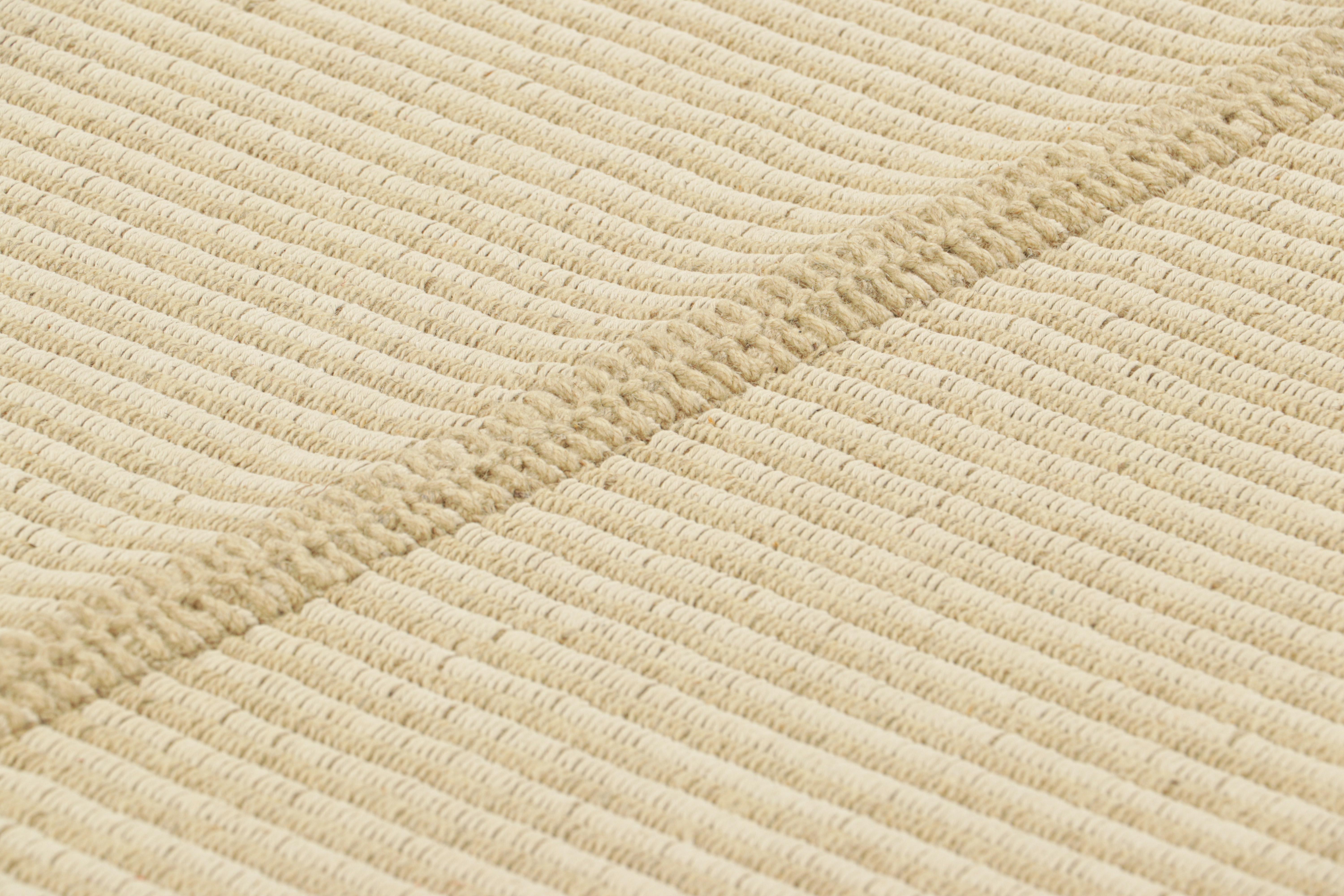 Handwoven in wool, this 3x4 Kilim is from an exciting new custom-capable flatweave collection by Rug & Kilim.

On the Design:

“Rez Kilim” represents a contemporary homage to Turkish and Persian panel-weaving styles in a textural approach to