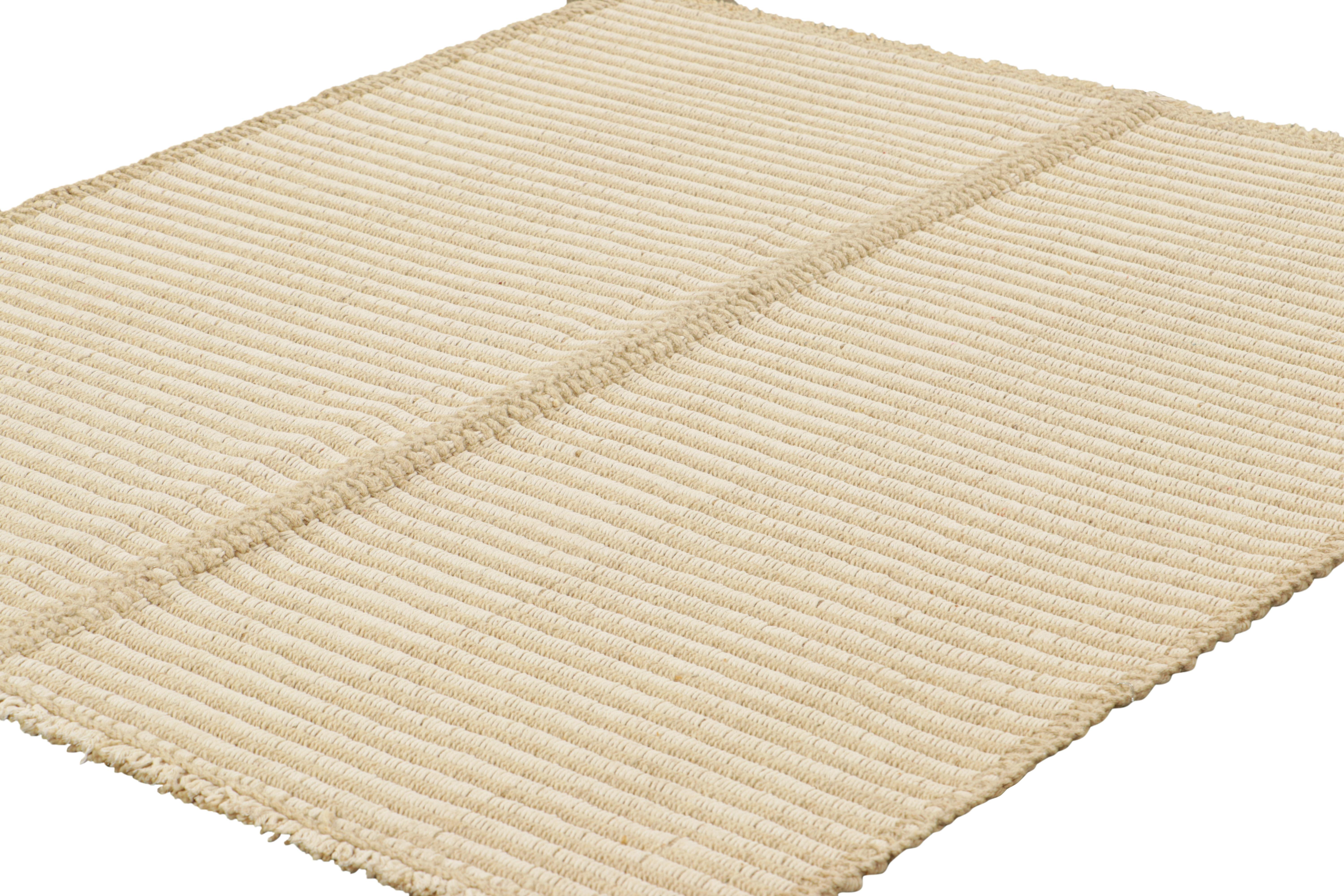 Afghano Rug & Kilim - Kilim contemporaneo a strisce beige e bianco panna in vendita