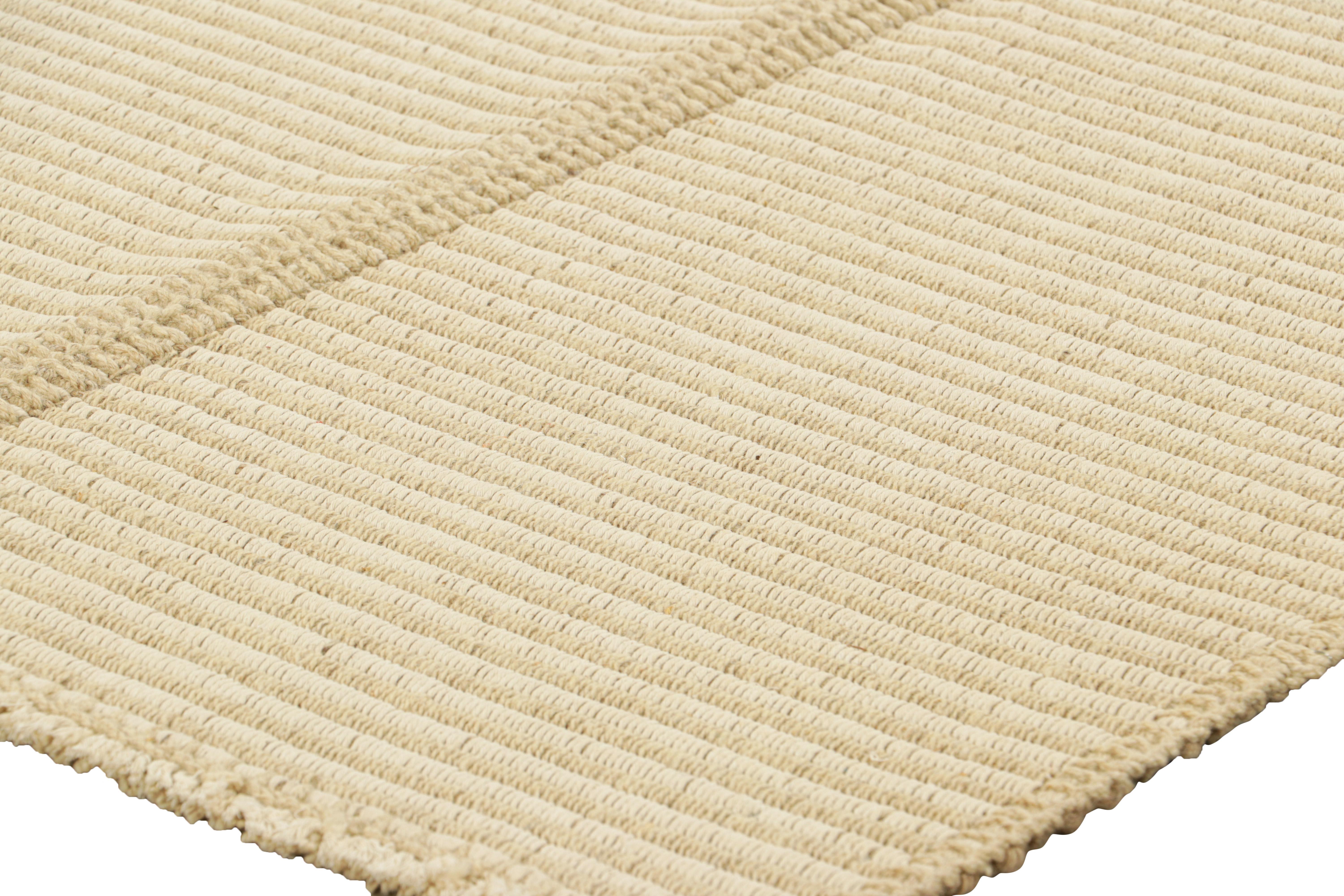 Rug & Kilim’s Contemporary Kilim in Beige and Cream White Textural Stripes In New Condition For Sale In Long Island City, NY