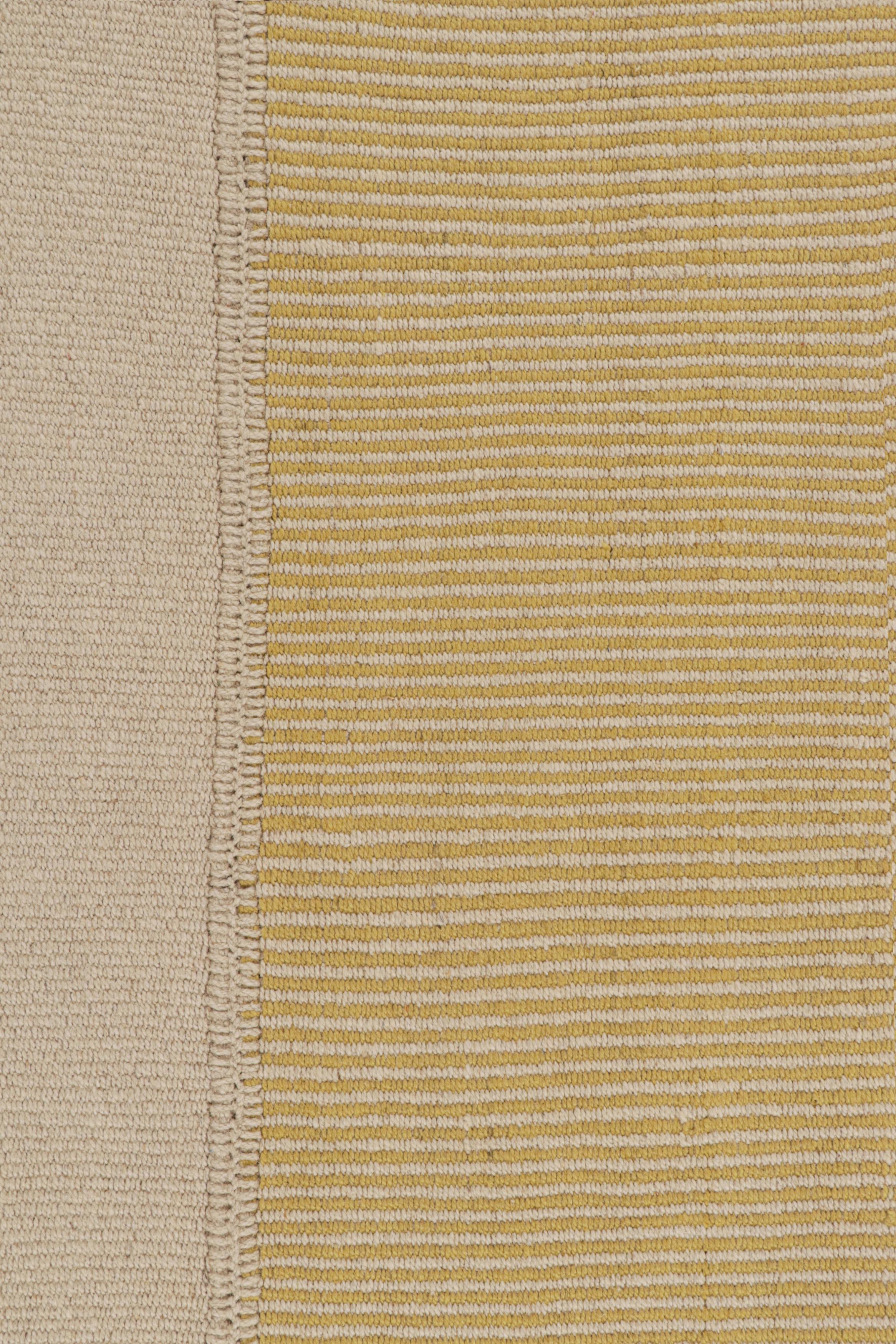 Rug & Kilim’s Contemporary Kilim in Beige and Gold Stripes In New Condition For Sale In Long Island City, NY