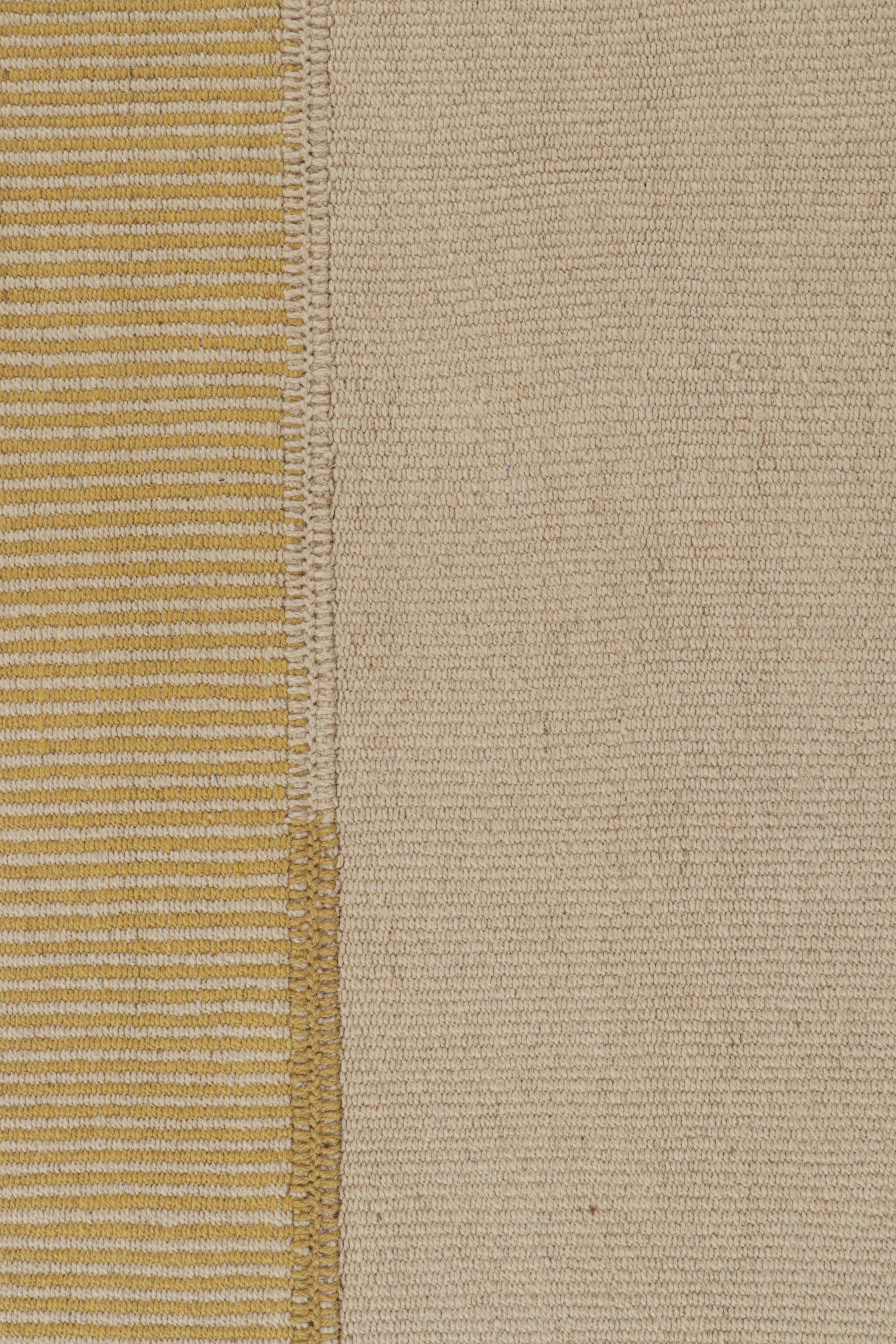 Rug & Kilim’s Contemporary Kilim in Beige and Gold Stripes In New Condition For Sale In Long Island City, NY
