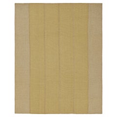 Rug & Kilim's Contemporary Kilim in Beige und Gold Textural Stripes