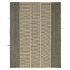 Rug & Kilim's Contemporary Kilim in Beige und Grauen Strukturstreifen