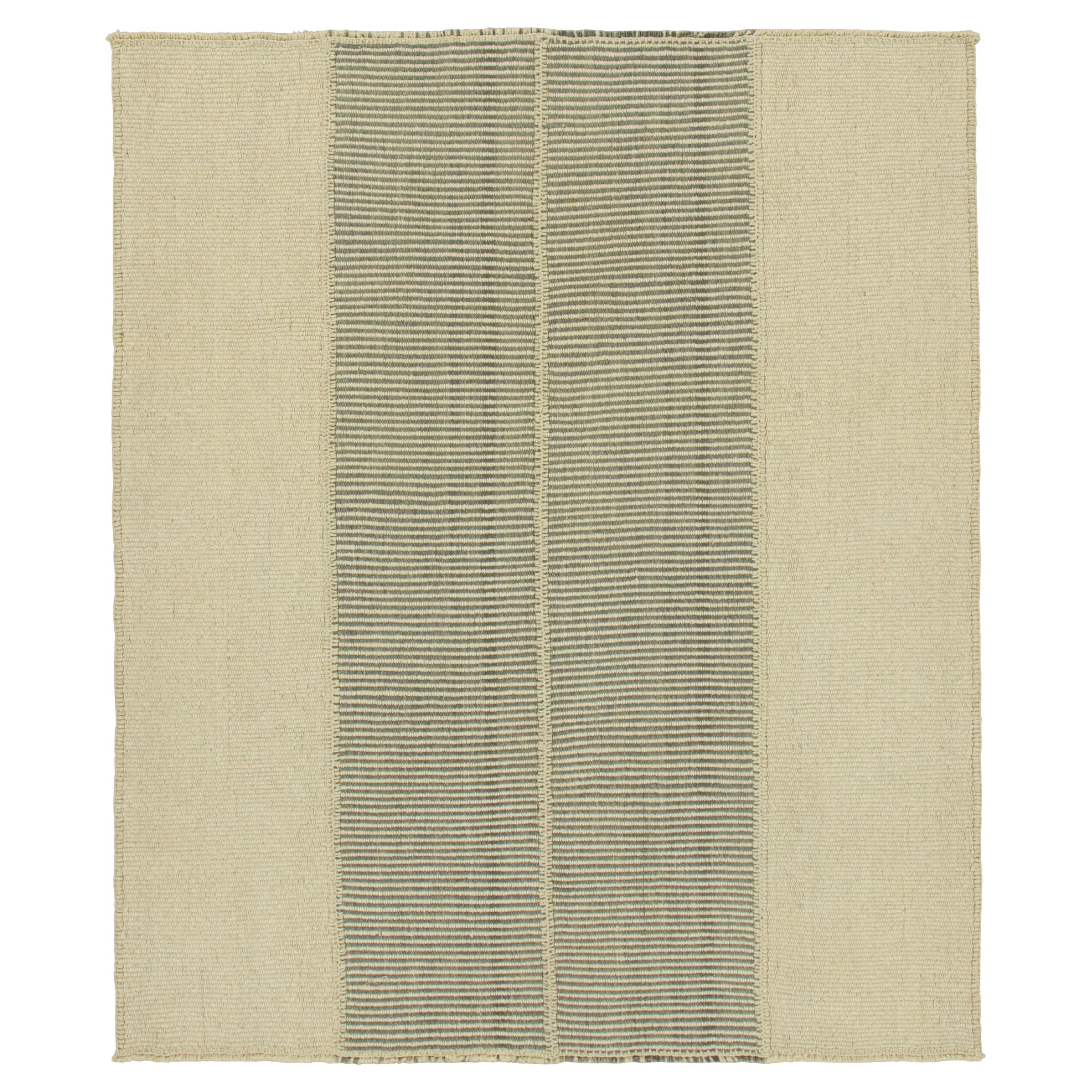 Rug & Kilim’s Contemporary Kilim in Beige and Gray Textural Stripes