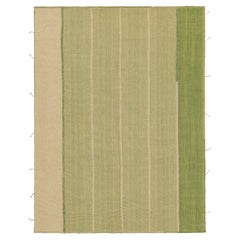 Rug & Kilim’s Contemporary Kilim in Beige and Green Textural Stripes