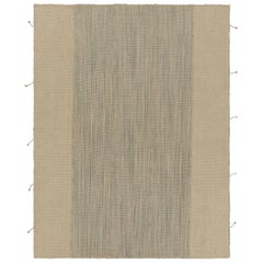 Rug & Kilim's Contemporary Kilim in strisce beige e blu ghiaccio