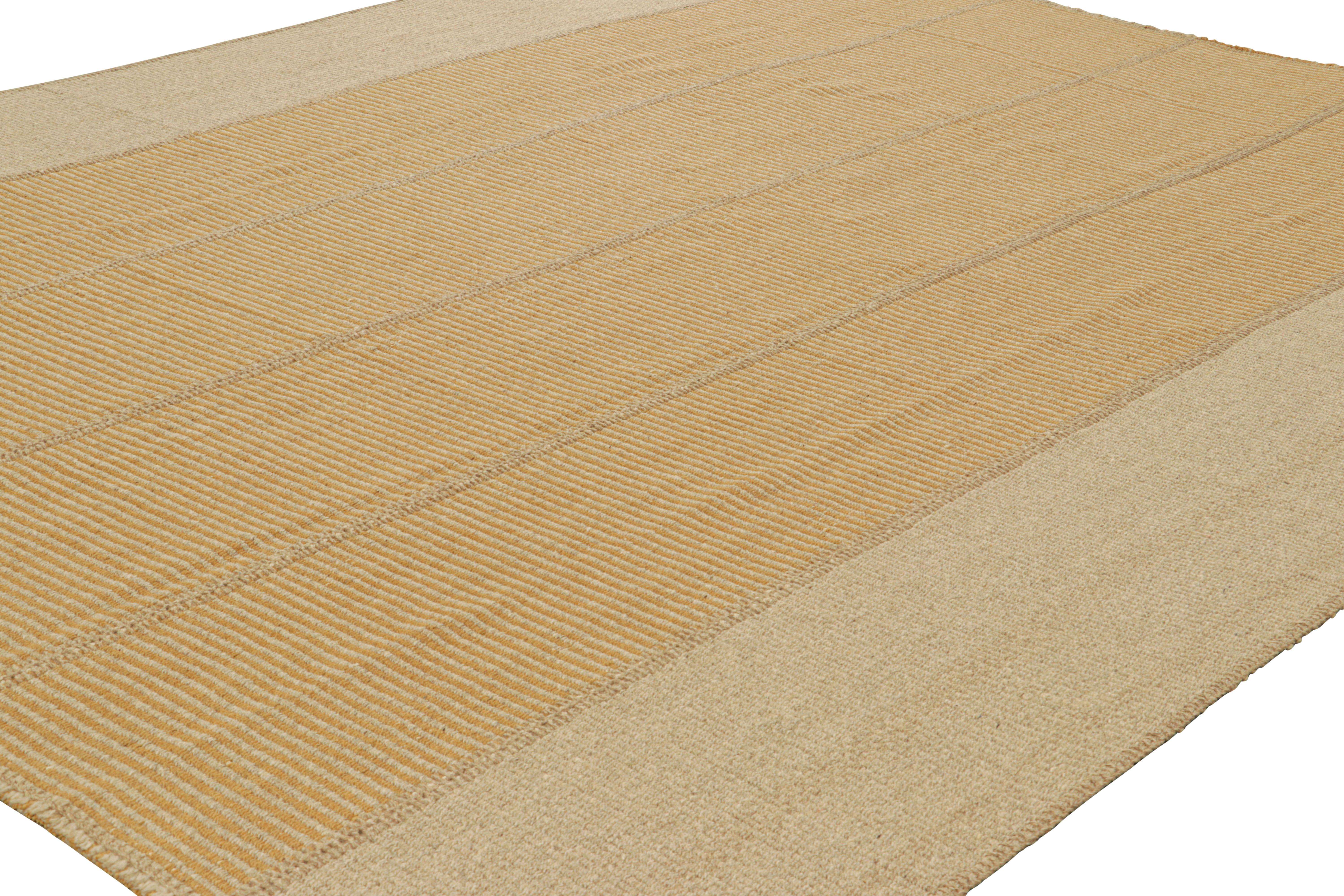 Kilim contemporáneo de Rug & Kilim en rayas texturadas beige y naranja Afgano en venta