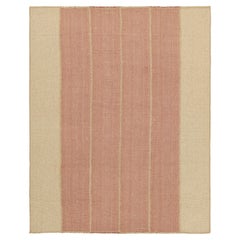 Rug & Kilim's Contemporary Kilim in Beige and Red Textural Stripes (Kilim contemporain à rayures texturées beige et rouge)