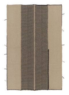 Rug & Kilim - Kilim contemporaneo a strisce testurizzate beige e nere