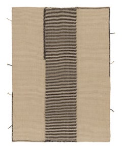 Rug & Kilim’s Contemporary Kilim in Beige & Black Textural Stripes